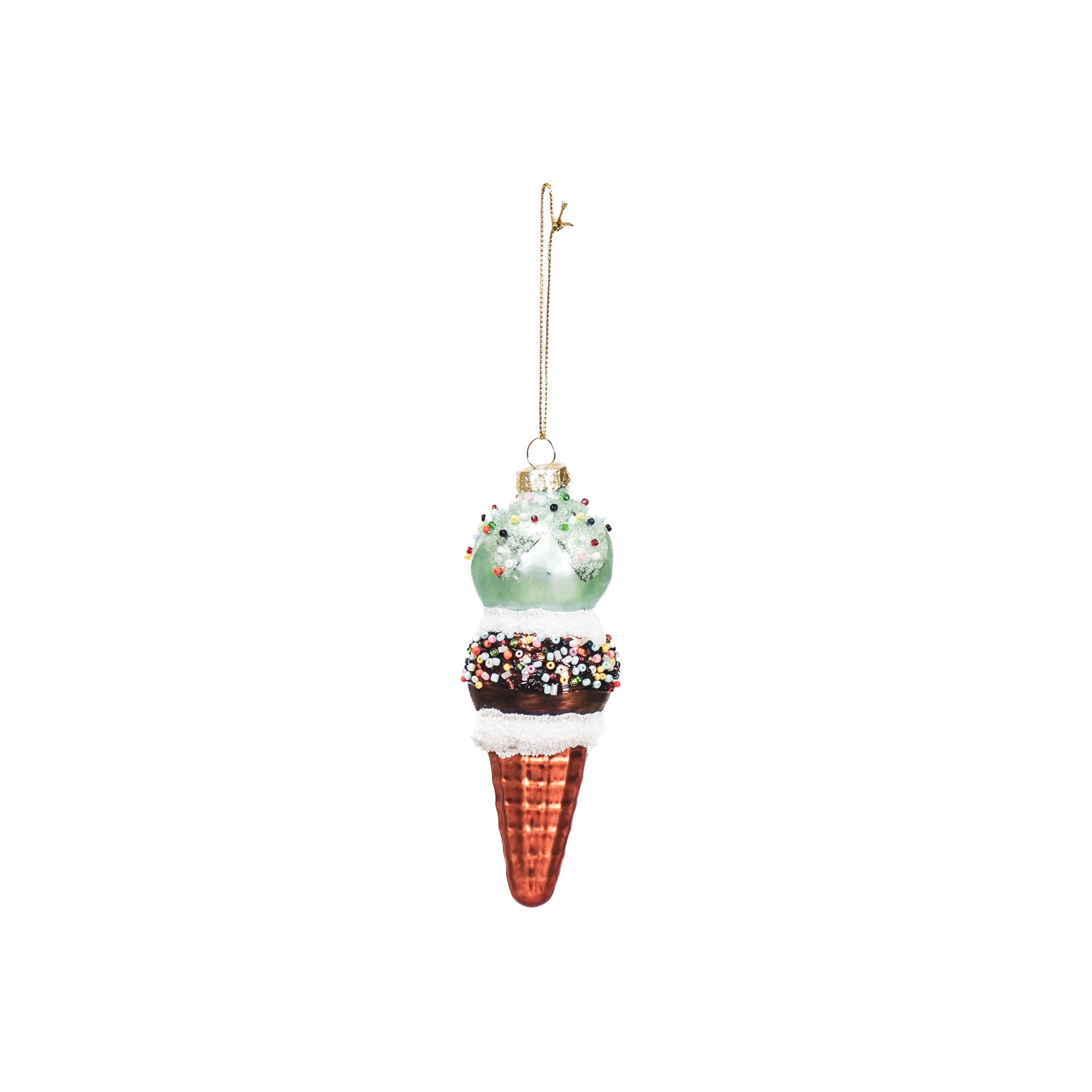 Xmas Hanger - Ice Cream - Glass -Blue/Brown - 5x14cm