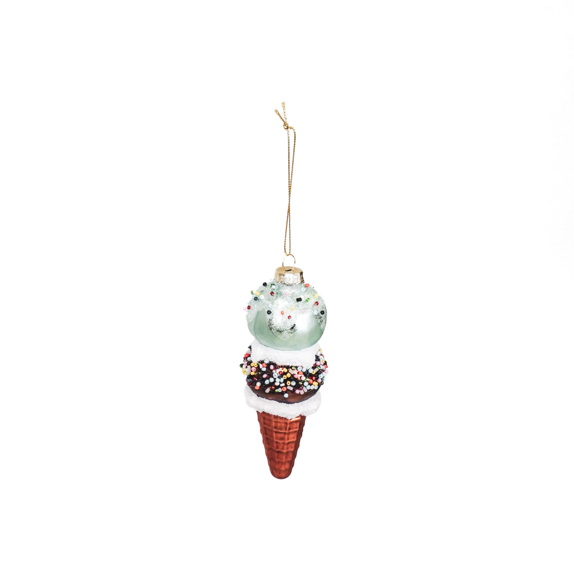 Xmas Hanger - Ice Cream - Glass -Blue/Brown - 5x14cm