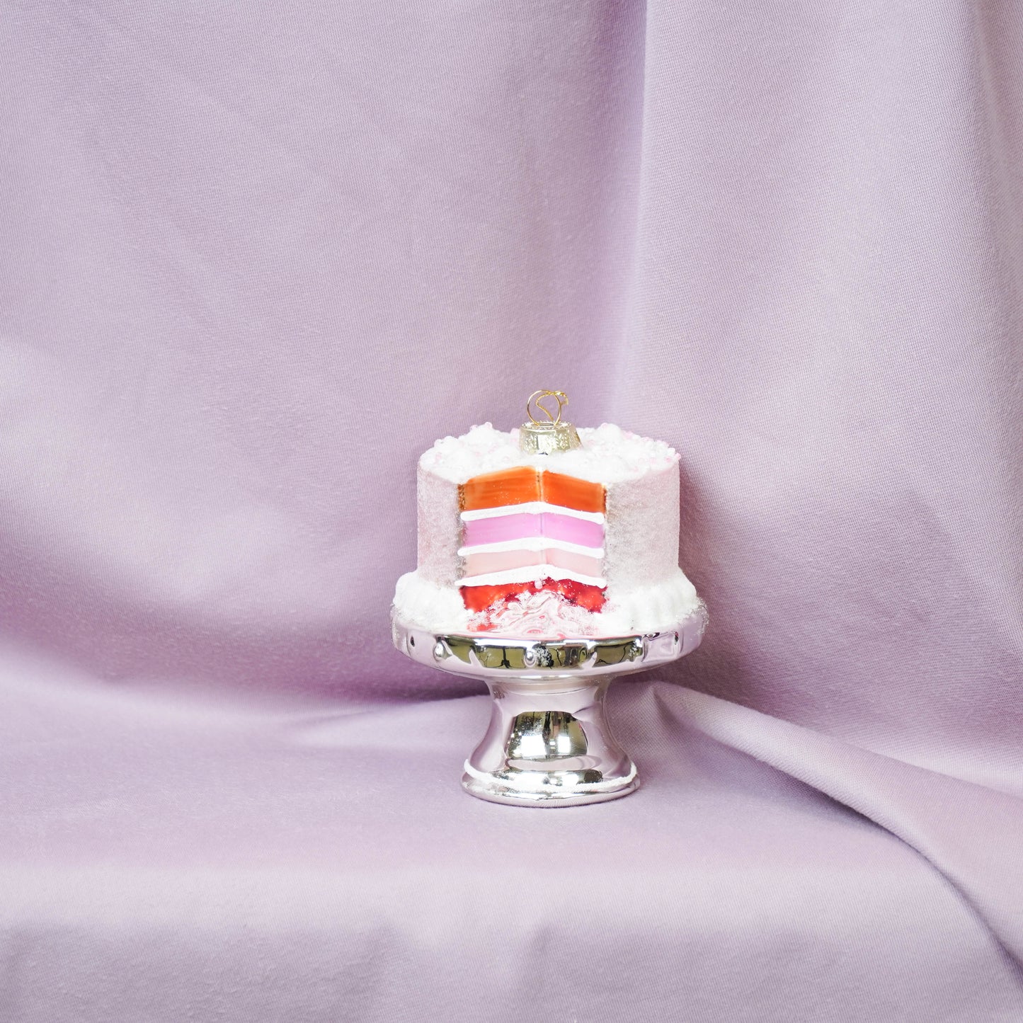 Xmas Hanger - Pie - Glass - Pink - 9x11cm