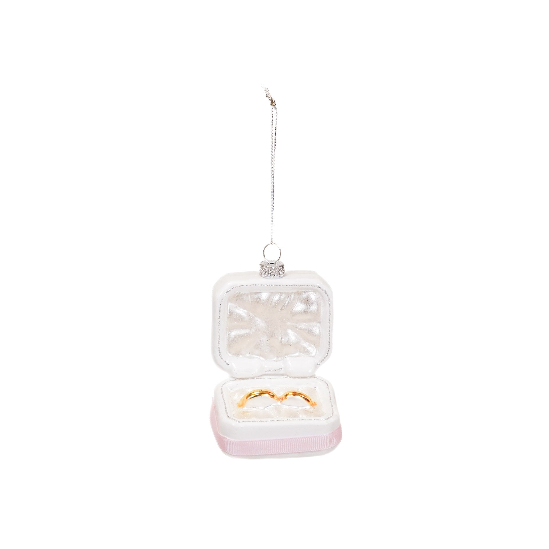 Christmas Decoration - Christmas Hanger - Marry Me Rings - Pink/ White/ Gold - Glass - 6,5x4,5x11cm