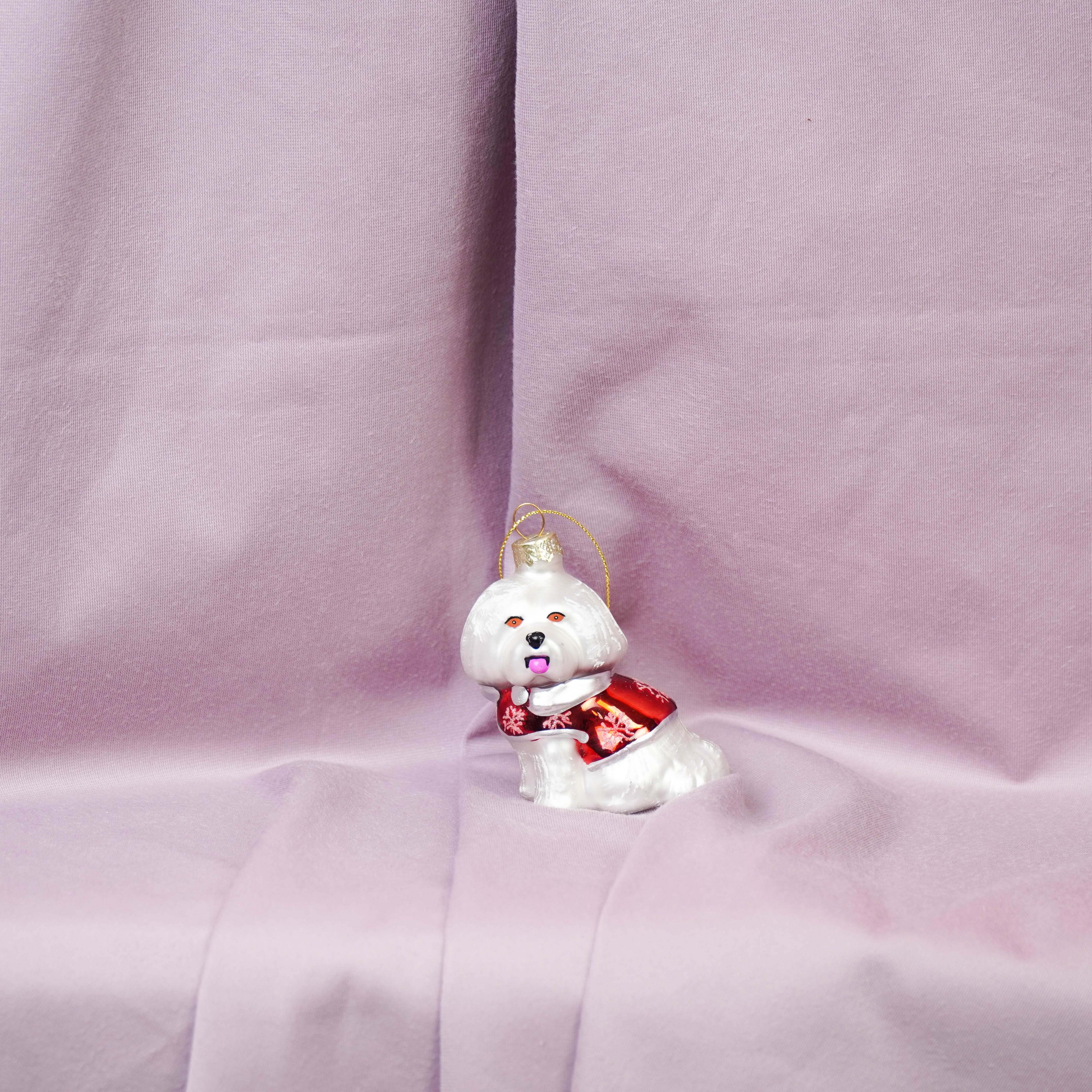 Xmas Hanger - Dog Shih Tzu - Glass - White - 7x4,5x7,5cm