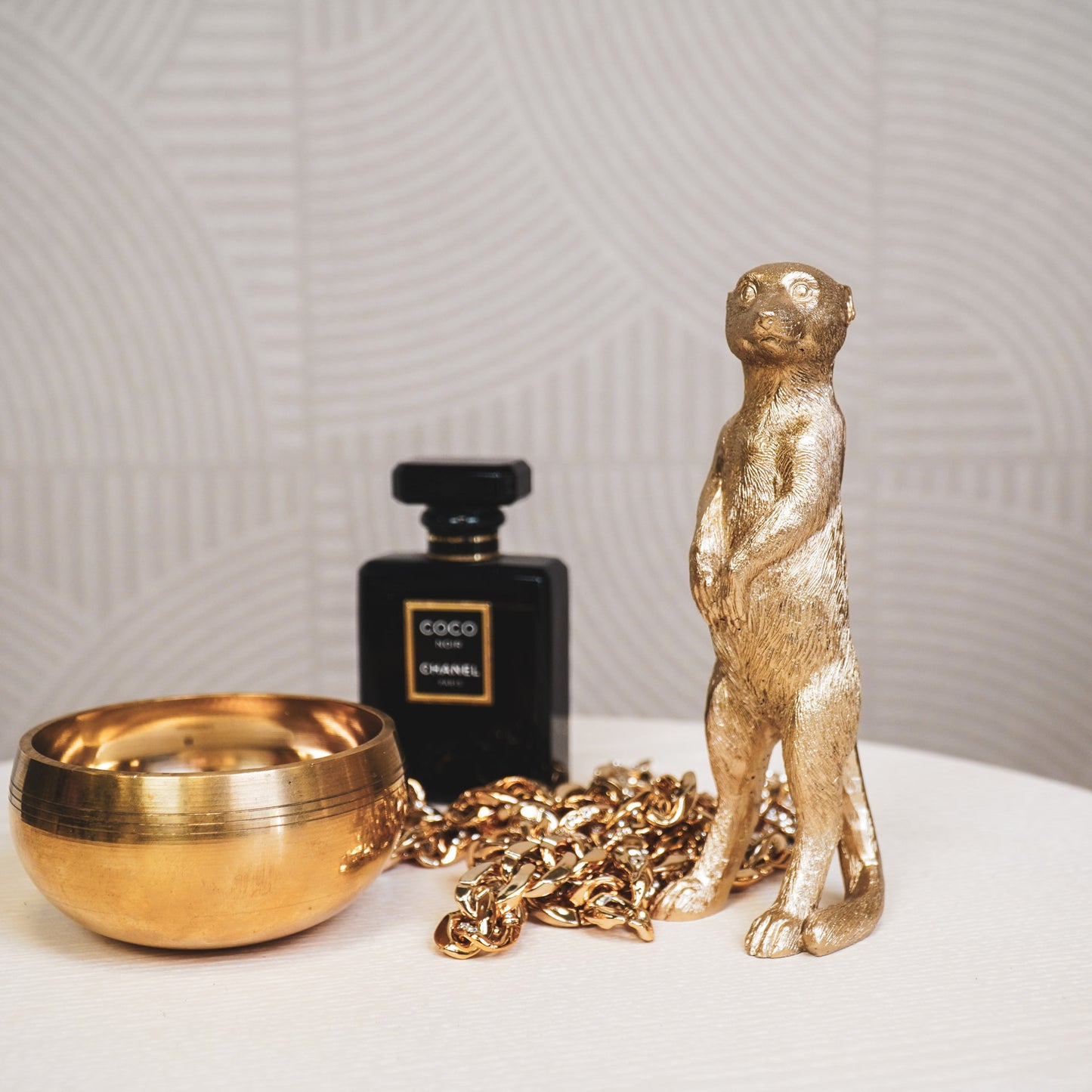 Ornament - Meerkat - Polyresin - Gold - 7,5x4x15cm
