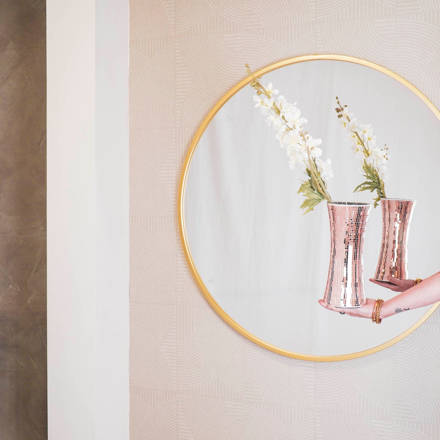 Vase - Disco - Glass - Rose Gold - 12,5x12,5x30cm