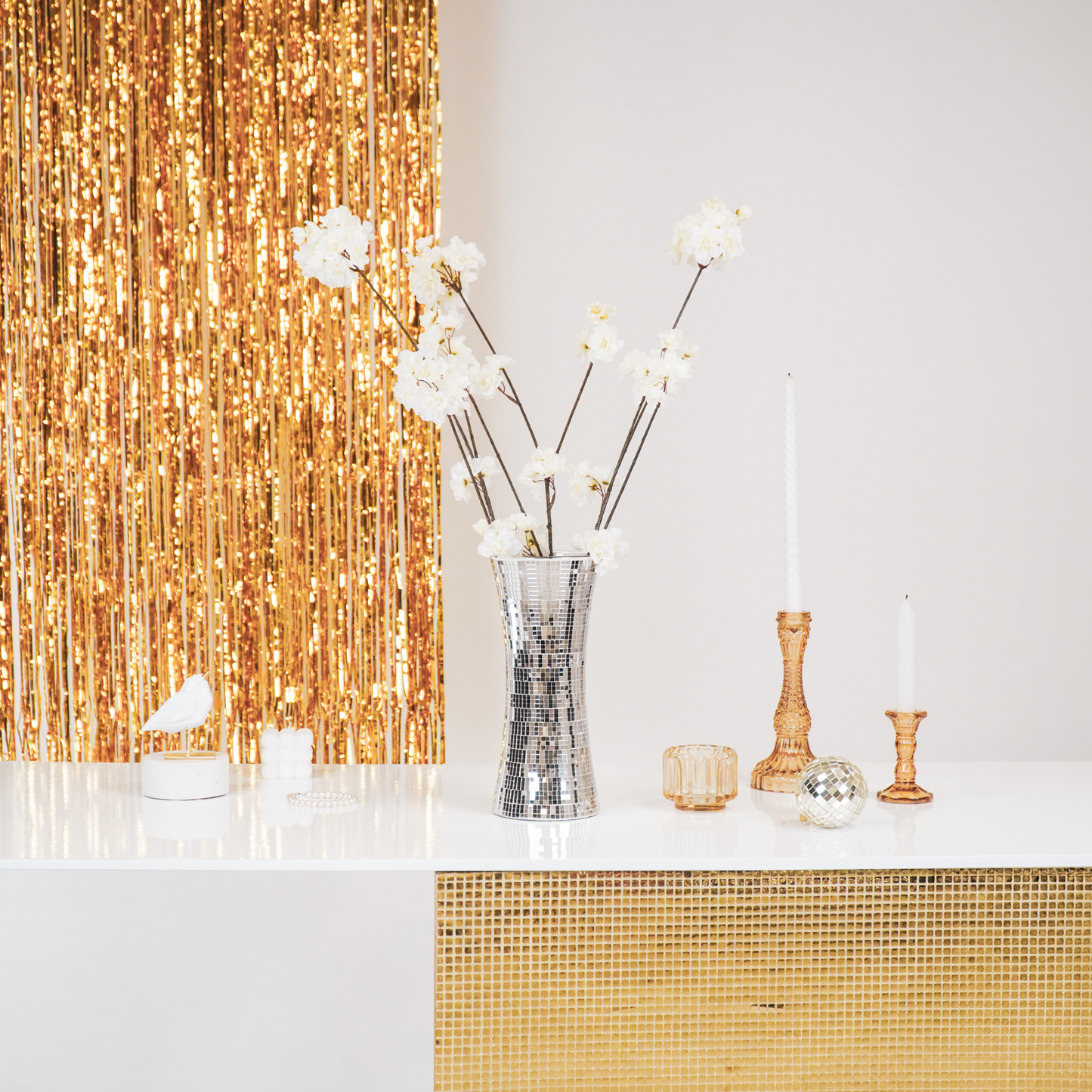 Vase - Disco - Glass - Silver - 12,5x12,5x30cm