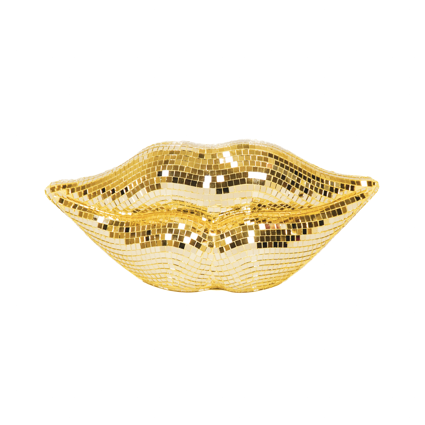 Ornament - Disco- Lips - Glass - Gold - 29x10x13,5cm