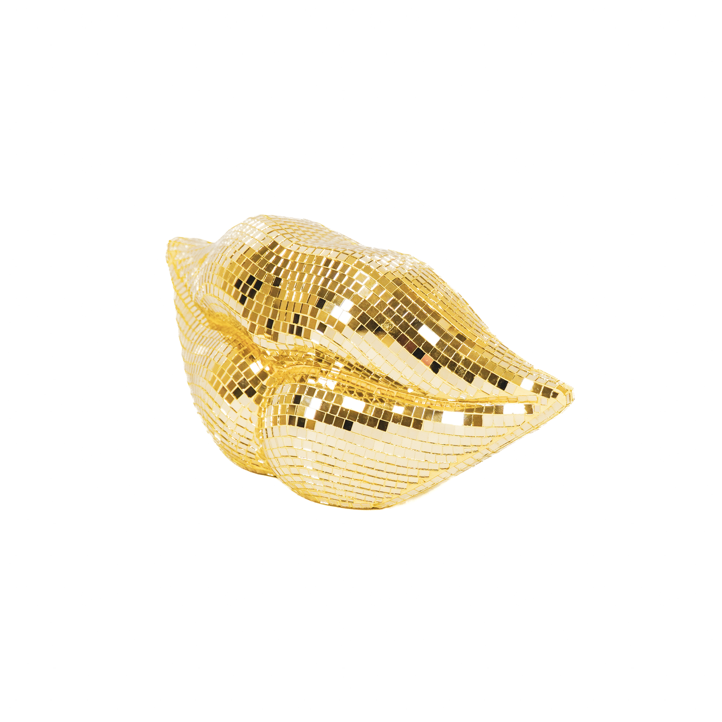 Ornament - Disco- Lips - Glass - Gold - 29x10x13,5cm