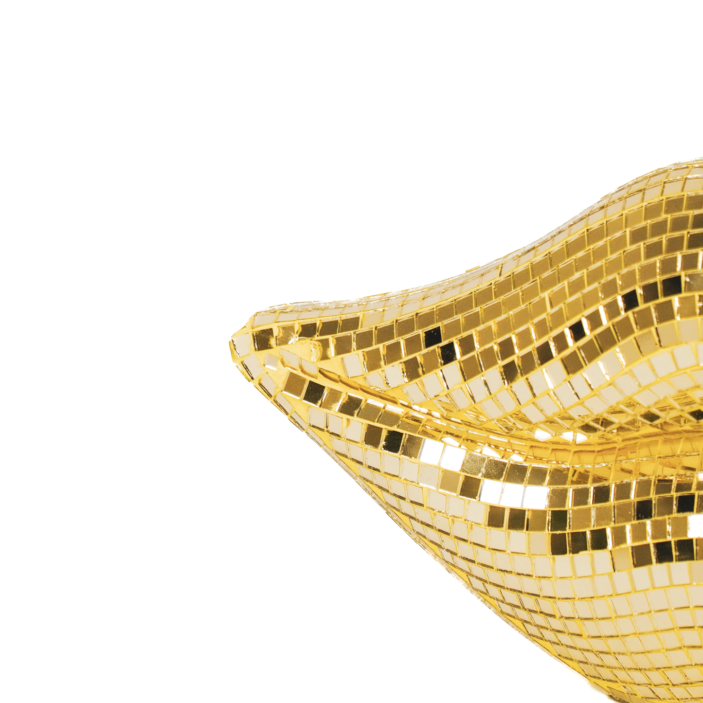 Ornament - Disco- Lips - Glass - Gold - 29x10x13,5cm
