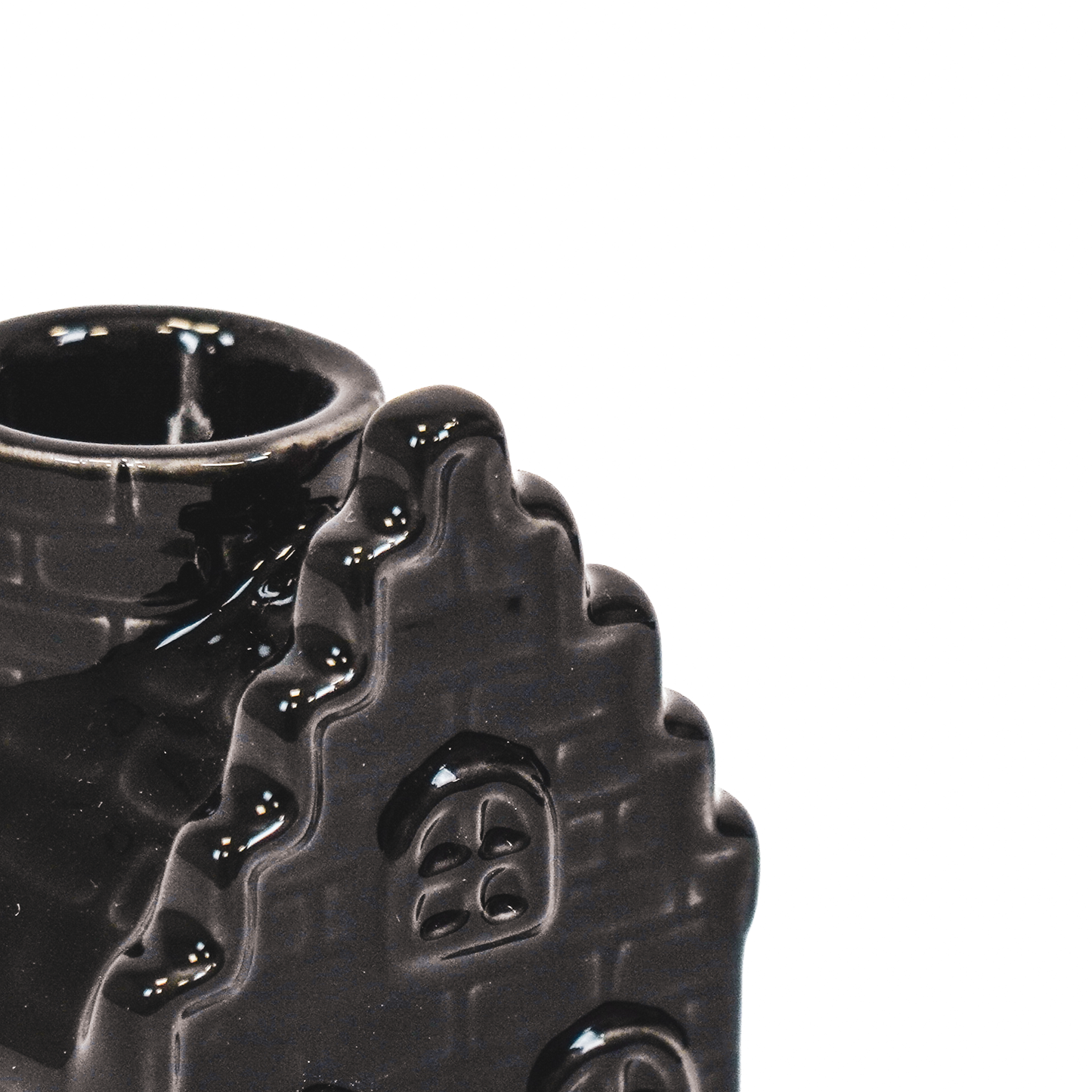 Candle holder - House - Ceramics - Black - 6x6x11cm