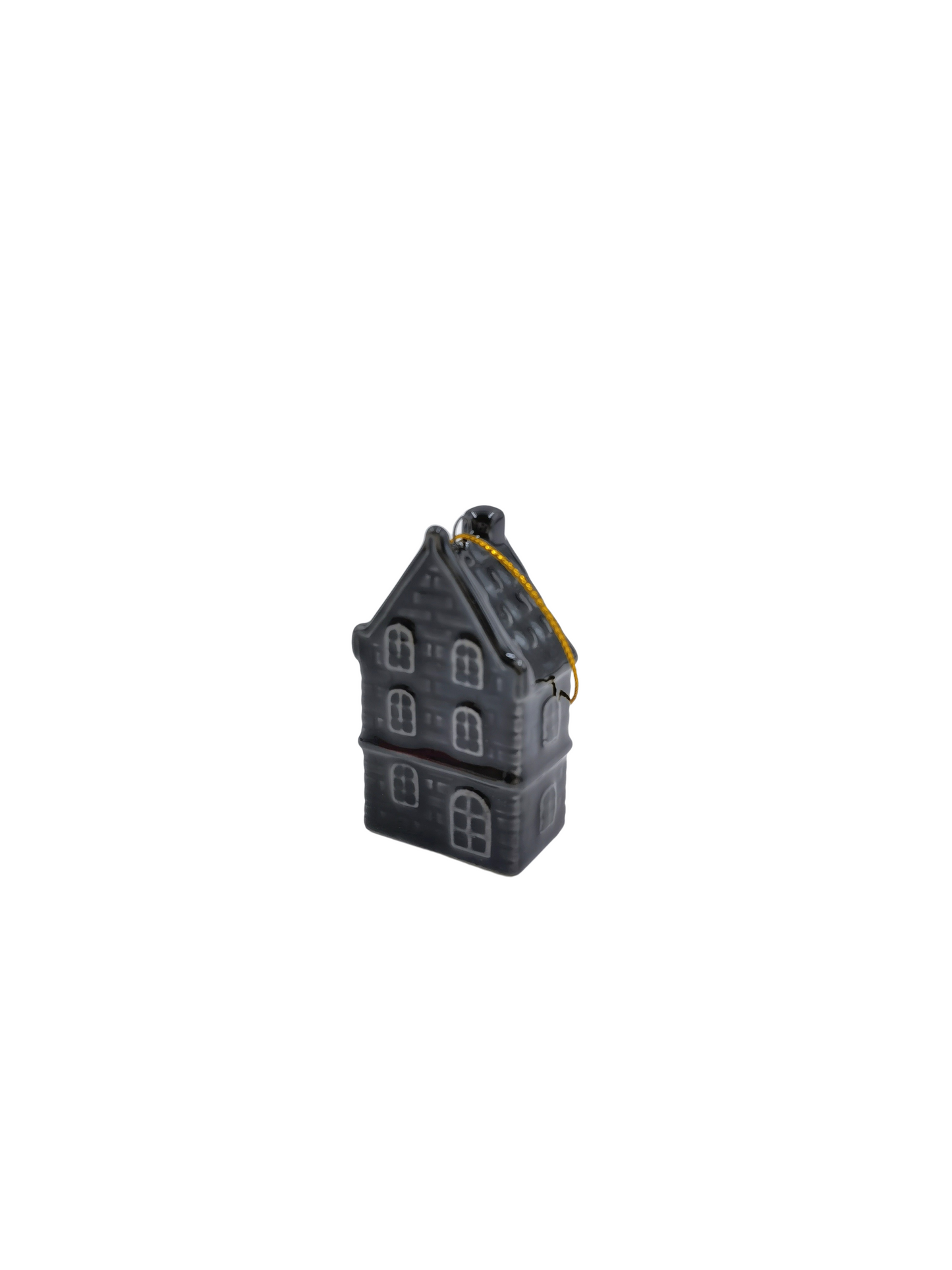 Xmas Hanger - House - Ceramics - Black - 3,5x2x6,5cm