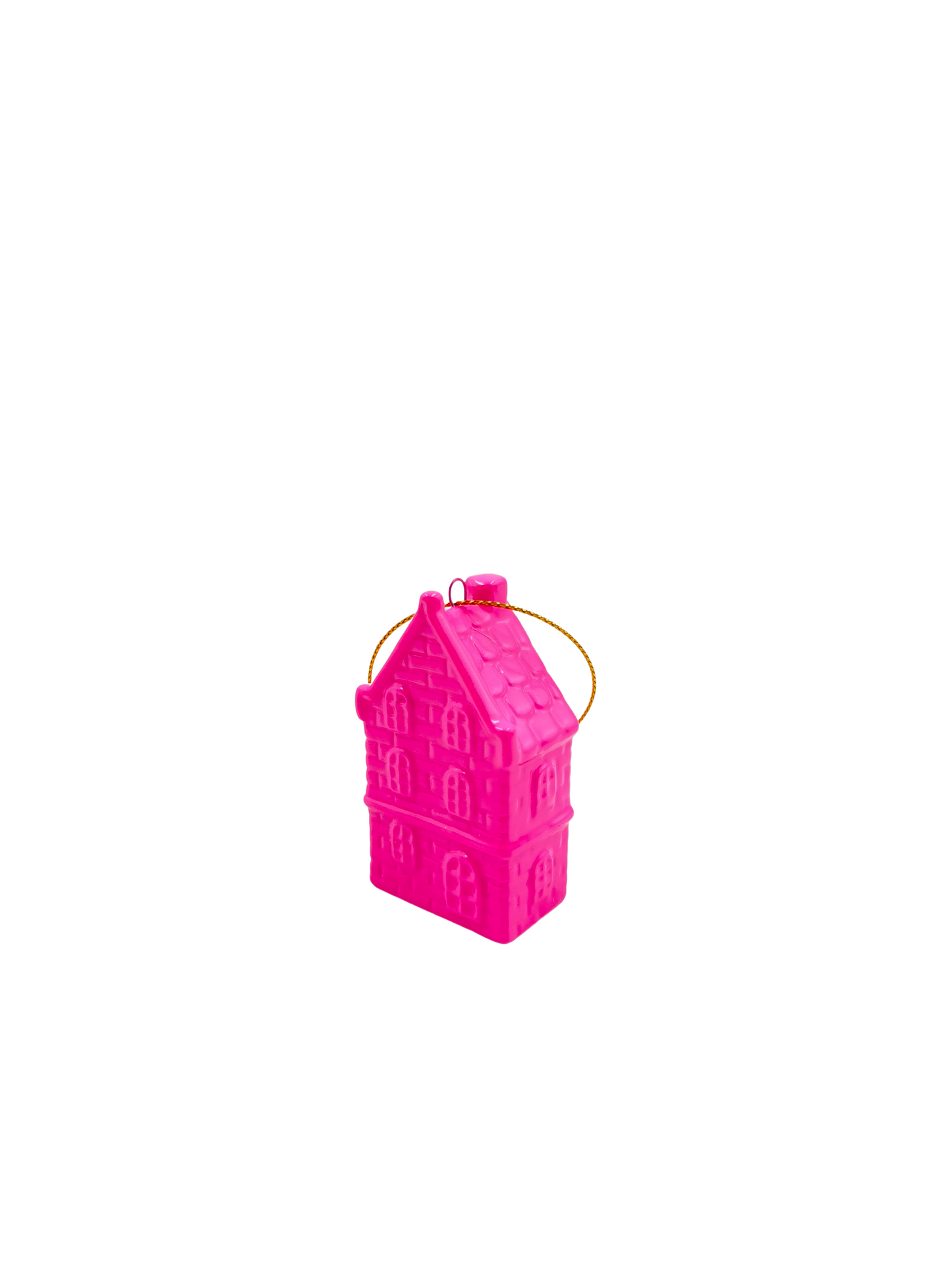 Xmas Hanger - House - Ceramics - Neon Pink - 3,5x2x6,5cm