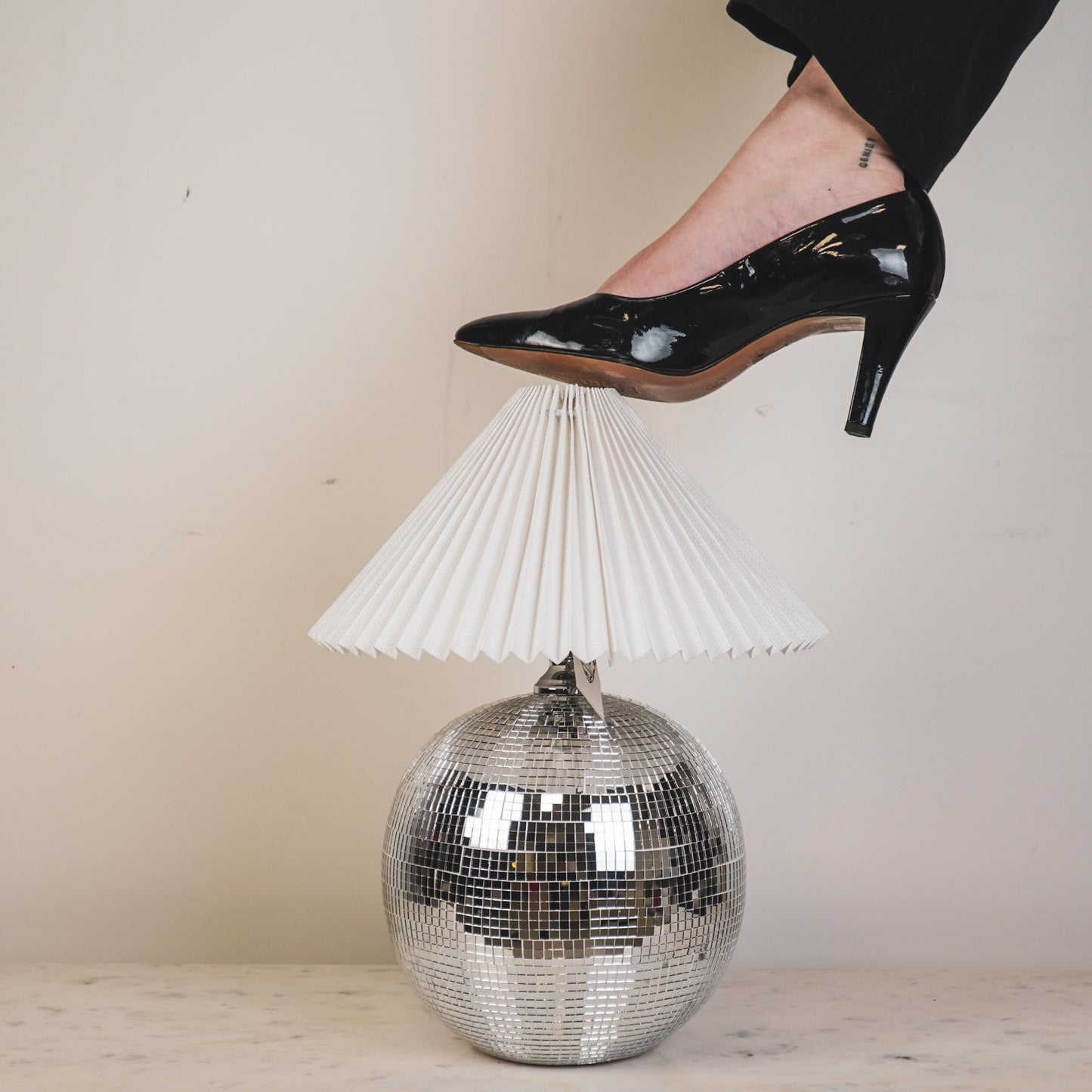 Lamp - Table Lamp Disco ball - Glass - Silver - 20x20x20cm