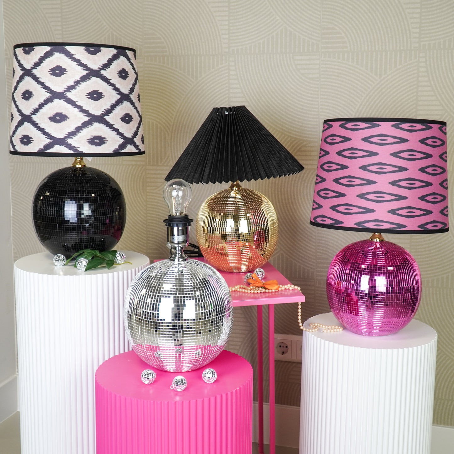 Lamp - Table Lamp Disco ball - Glass -Gold - 20x20x20cm