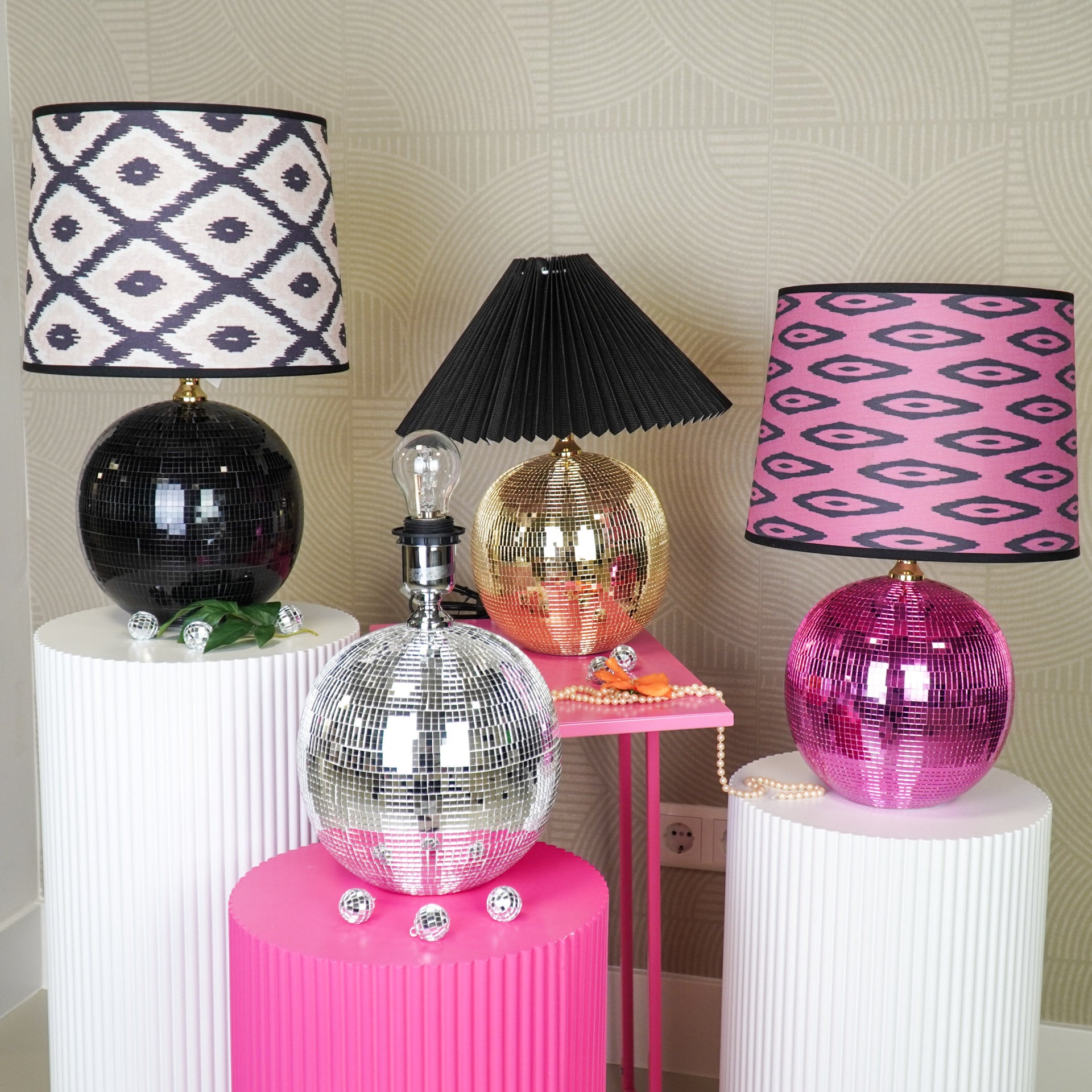 Lamp - Table Lamp Disco ball - Glass -Gold - 20x20x20cm