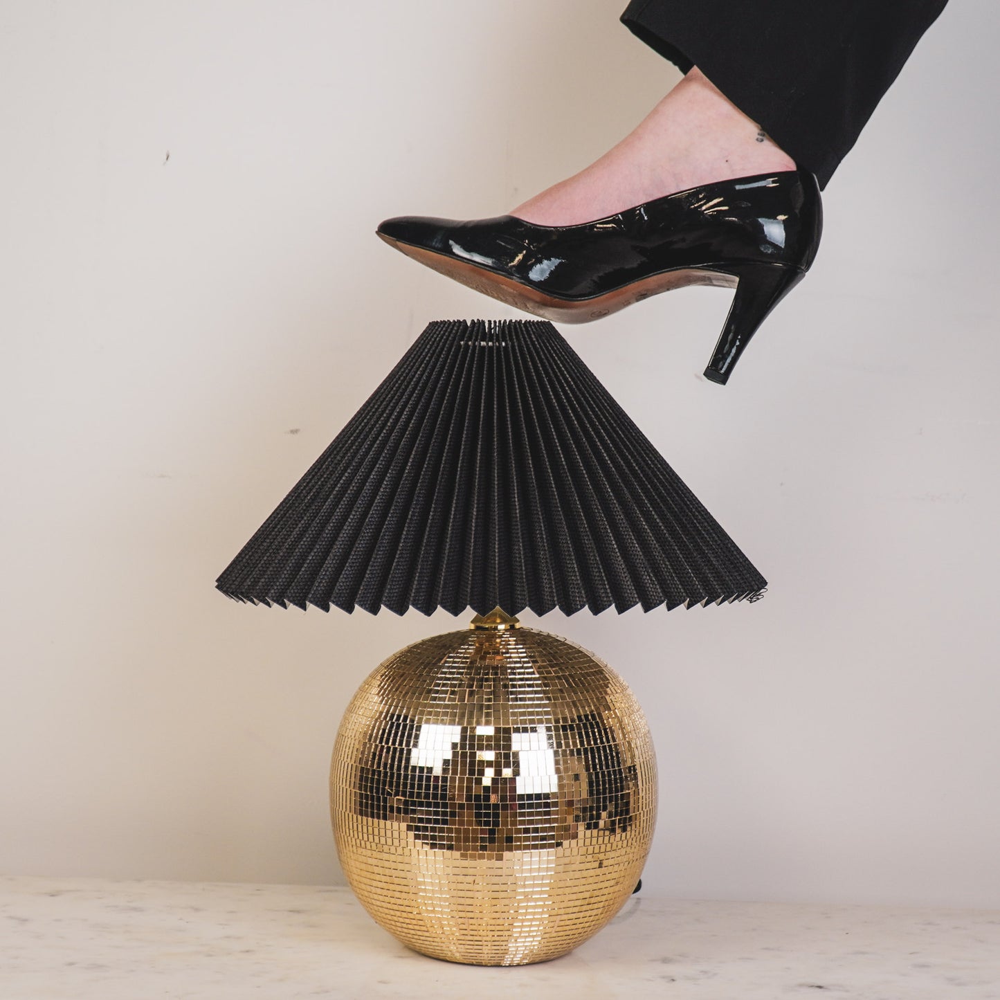 Lamp - Table Lamp Disco ball - Glass -Gold - 20x20x20cm