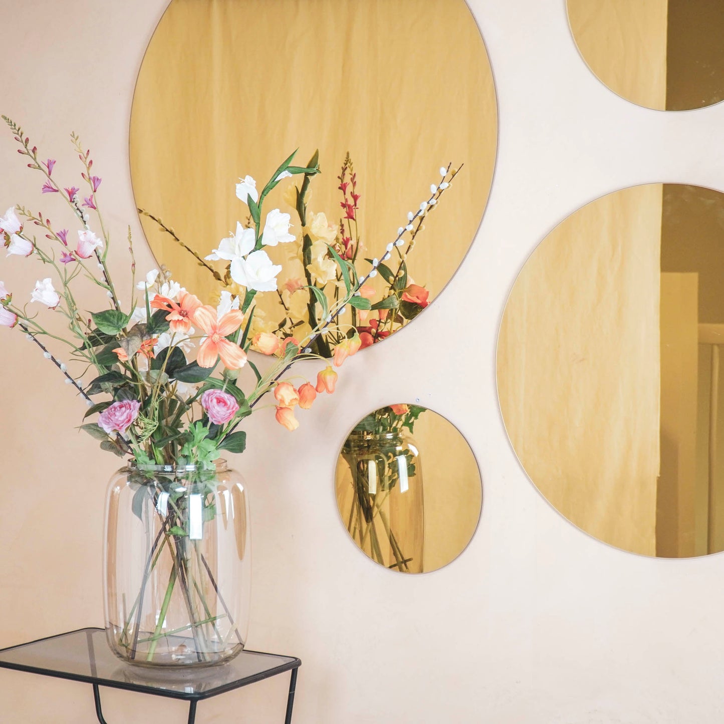 Mirror - Round - Golden Glass - 40x1x40cm