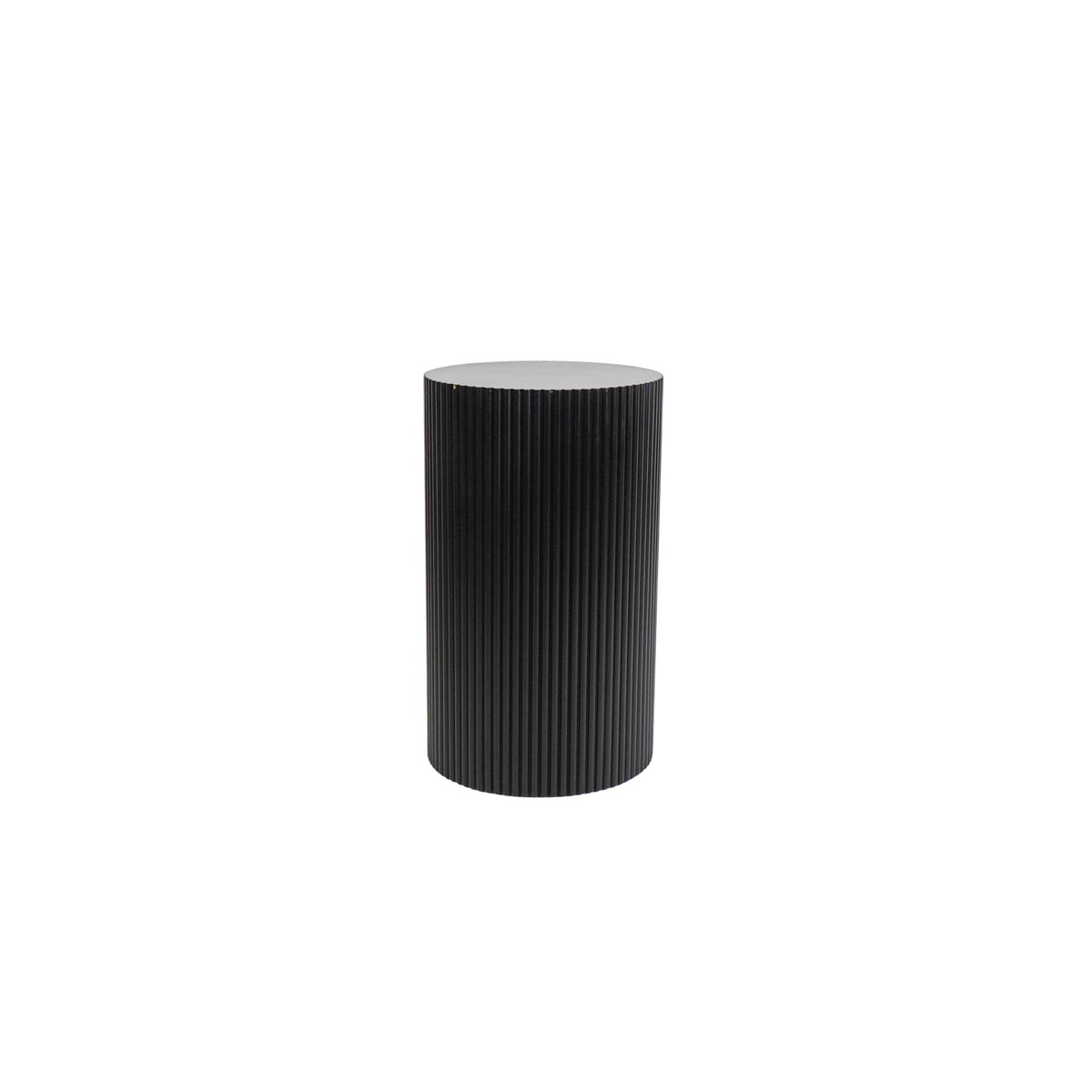 Round Side Table – Ribbed Cylinder Design – MDF – Black– 30x54cm