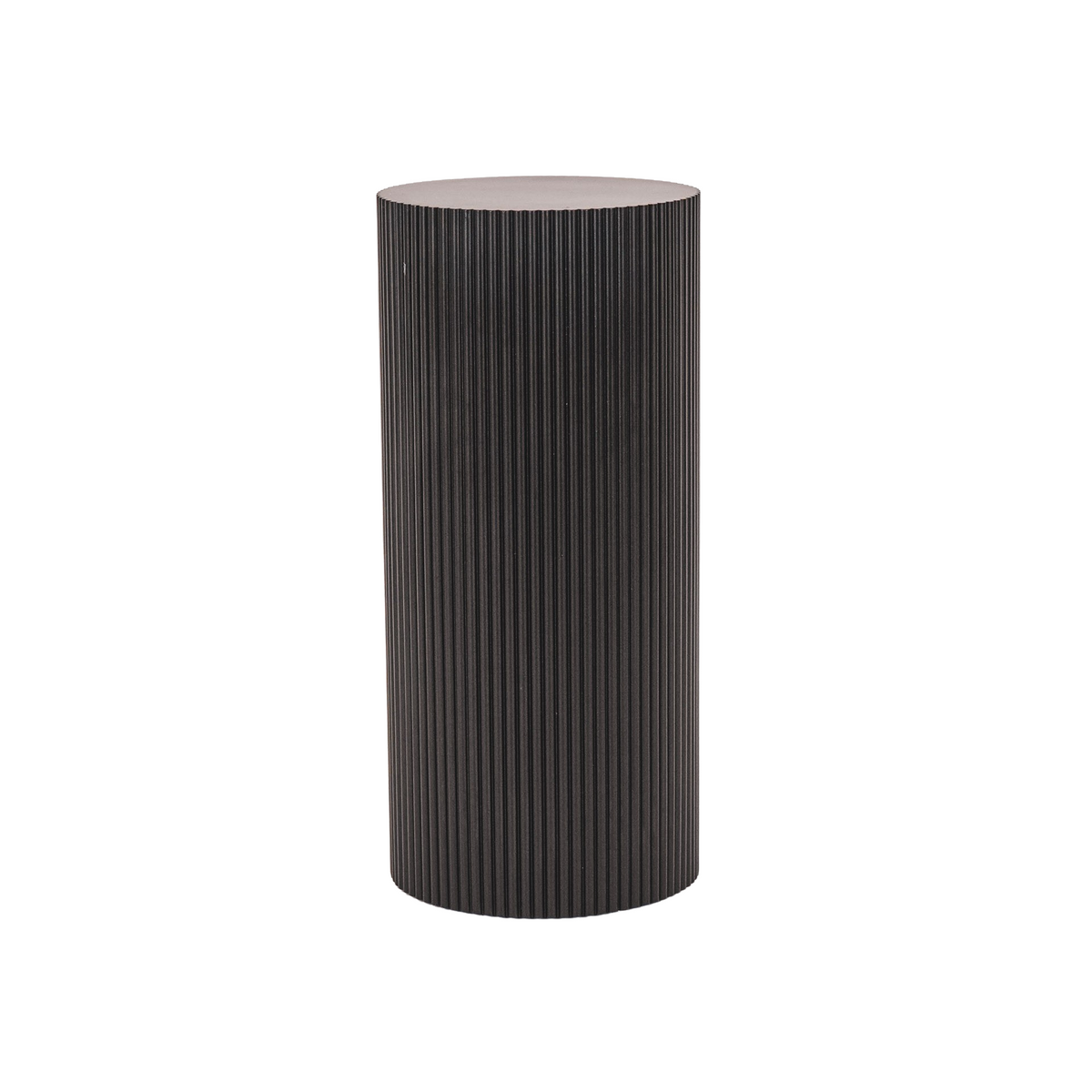 Round Side Table – Ribbed Cylinder Design – MDF – Black– 30x65cm