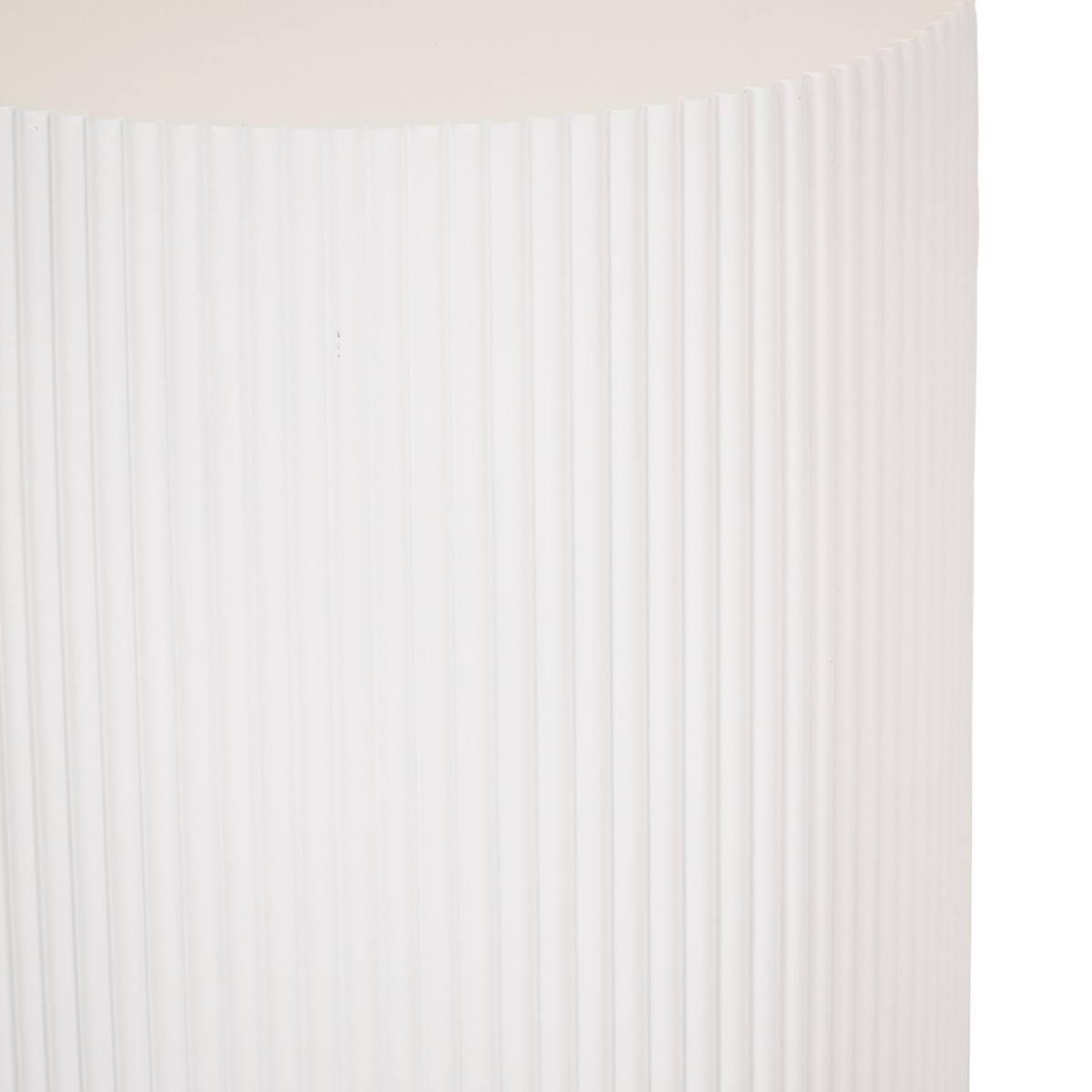 Round Side Table – Ribbed Cylinder Design – MDF – White – 39x45cm