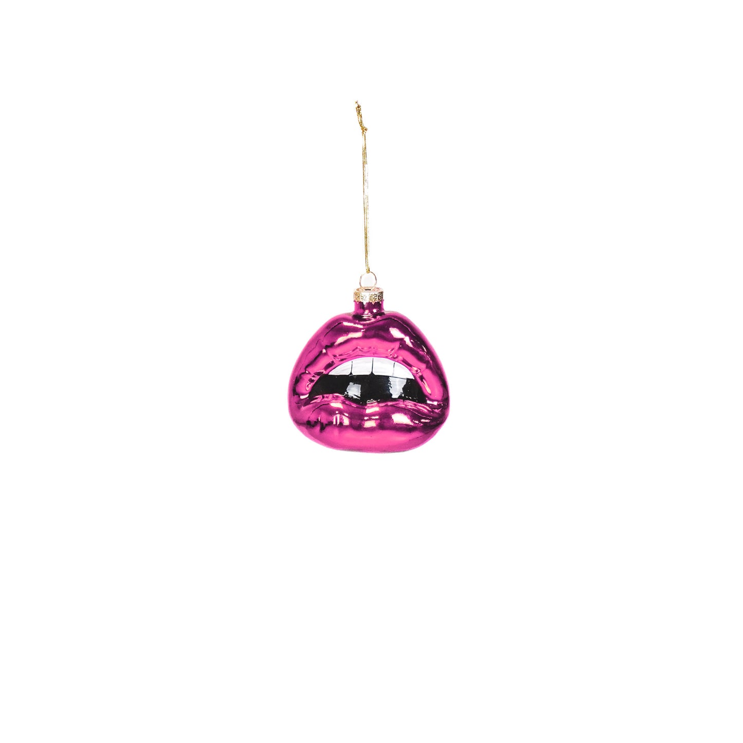 Ornament - Xmas hanger - Lip - Glass - Pink - 8,5x3,5x8,5cm