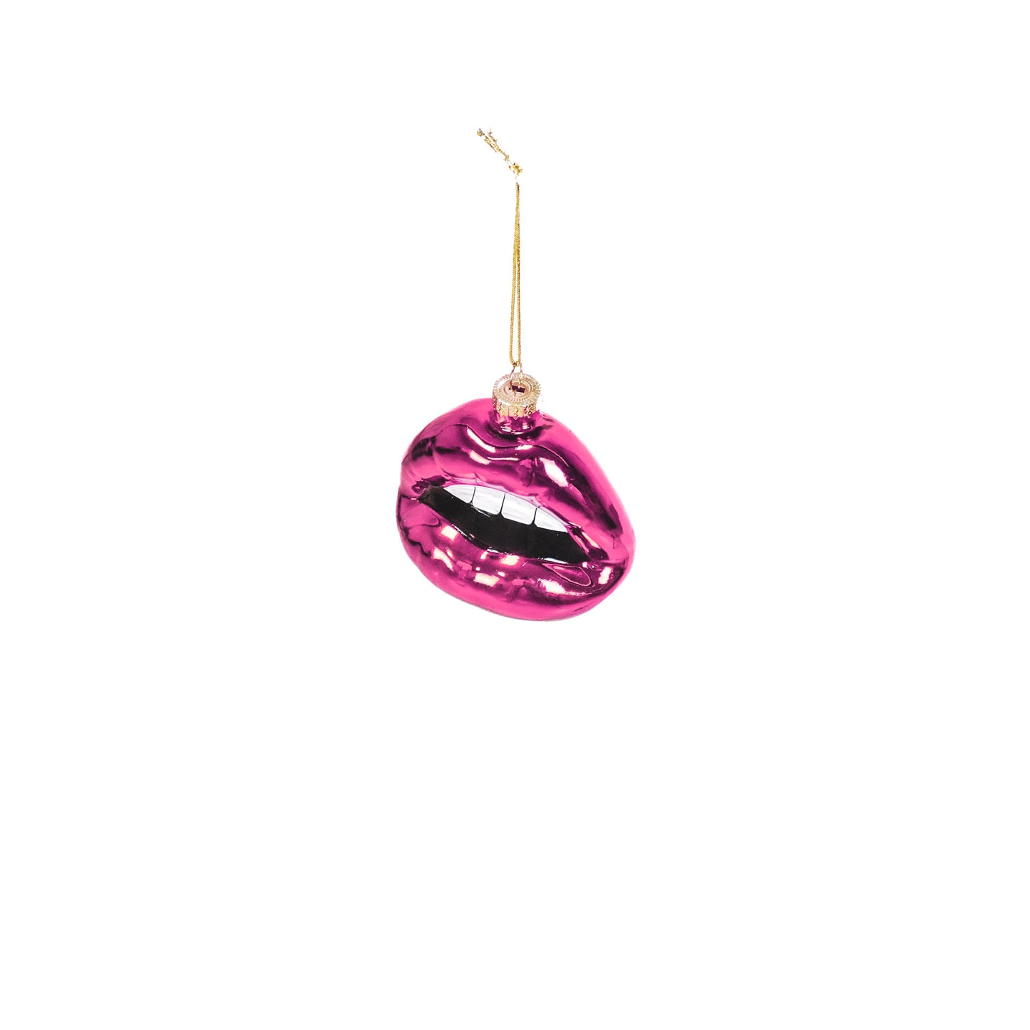 Ornament - Xmas hanger - Lip - Glass - Pink - 8,5x3,5x8,5cm