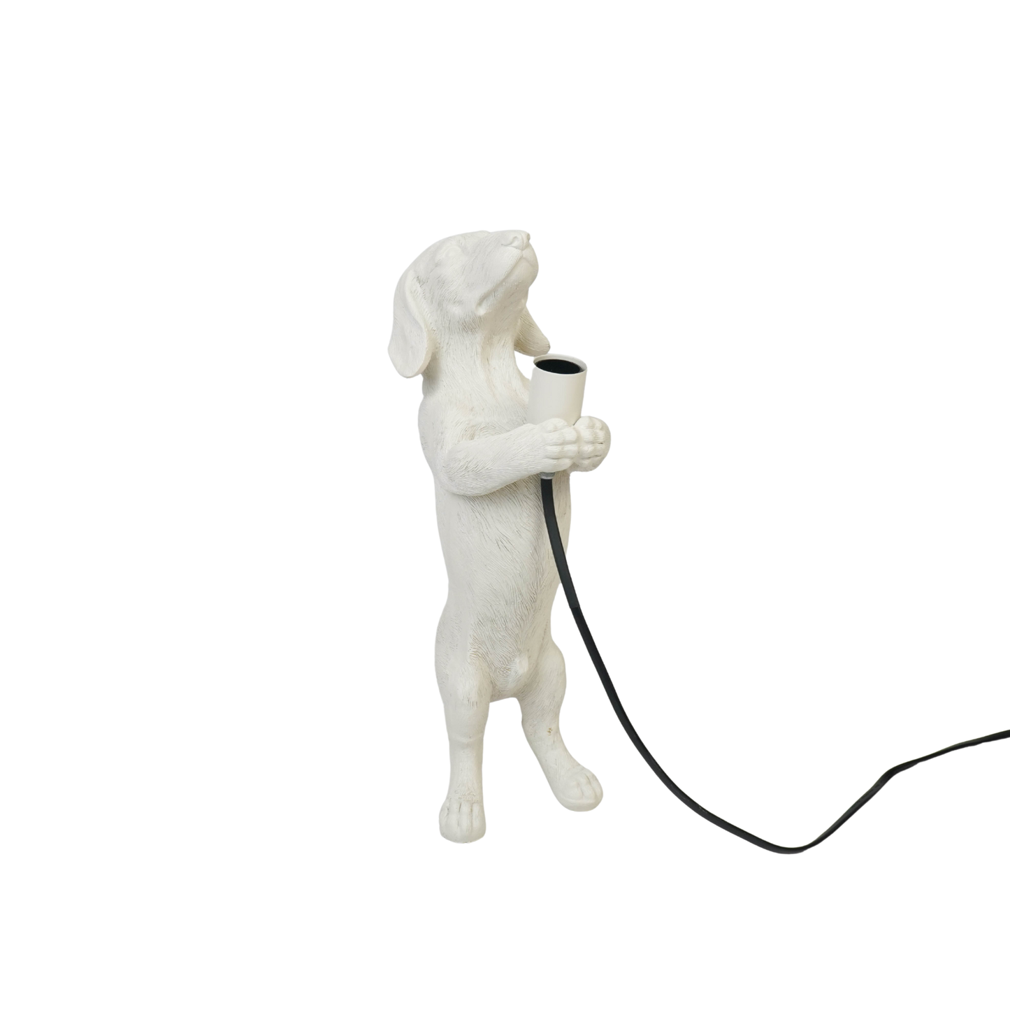 Table Lamp - Dachshund Lamp - Polyresin - Cream White - E14 - 10x15x38cm