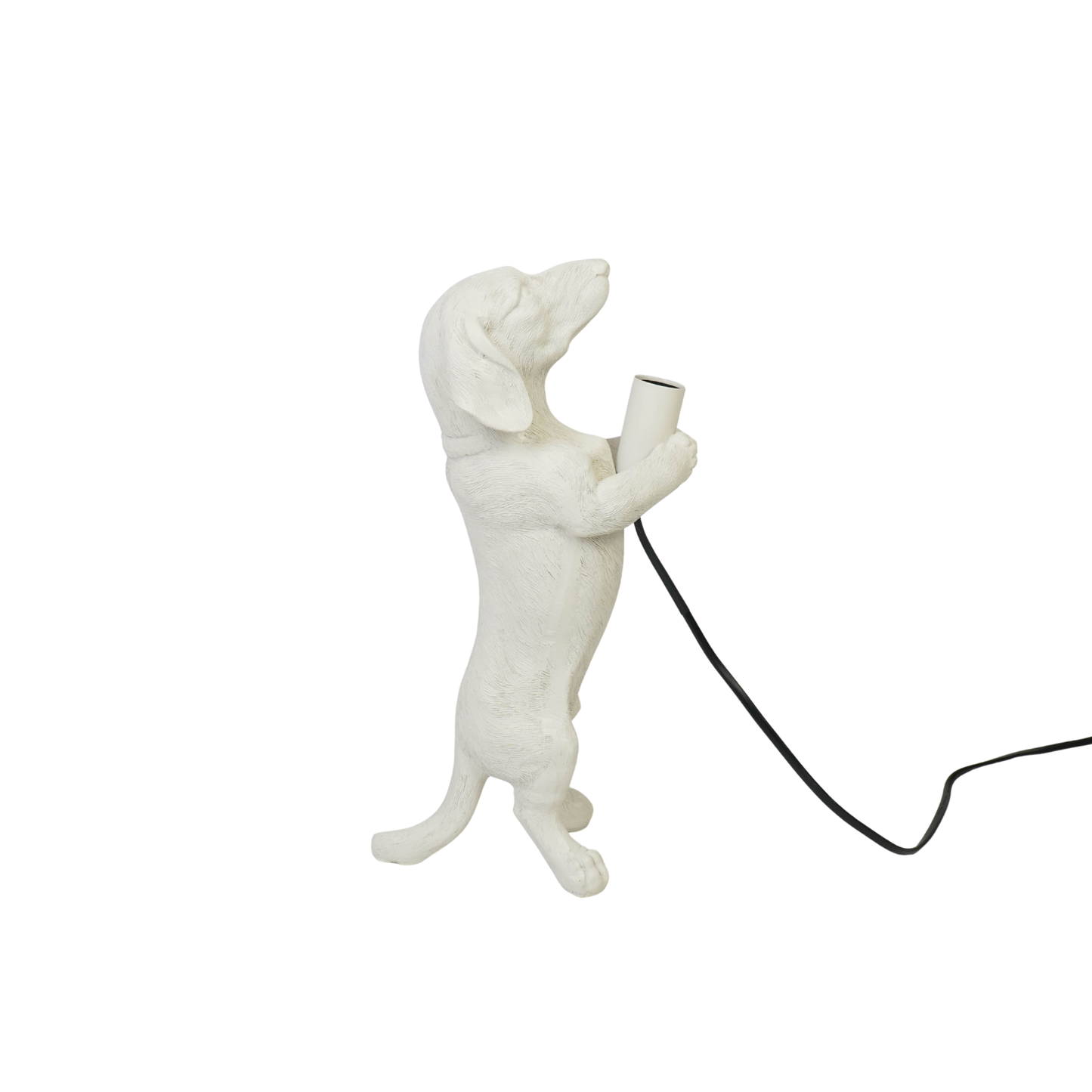 Table Lamp - Dachshund Lamp - Polyresin - Cream White - E14 - 10x15x38cm