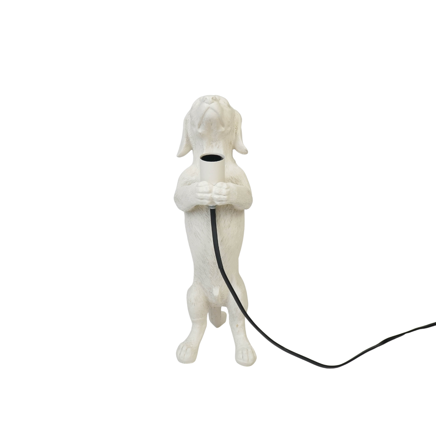 Table Lamp - Dachshund Lamp - Polyresin - Cream White - E14 - 10x15x38cm