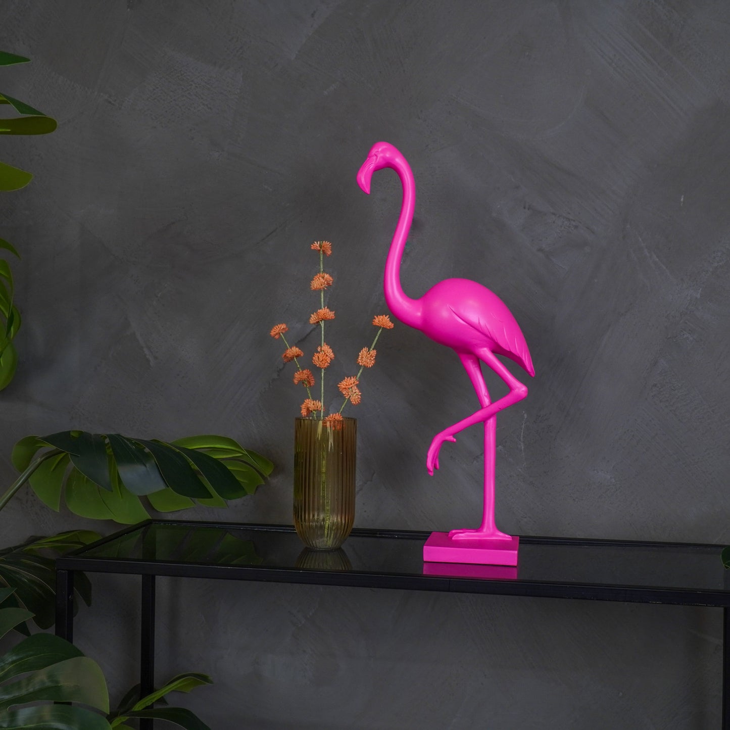 Ornament - Flamingo - Polyresin - Pink - 16,5x10x39cm