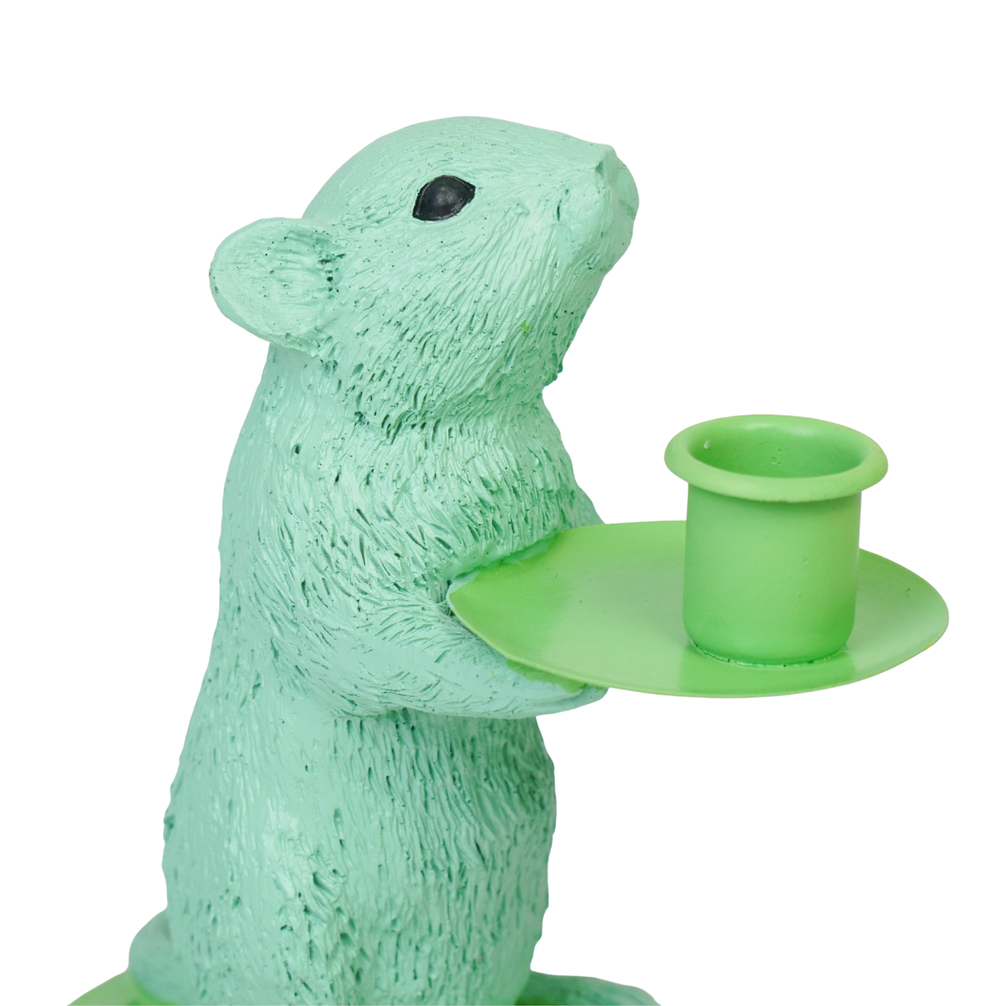 Candle holder - Mouse - Polyresin - Mint/Green - 8x10x17cm
