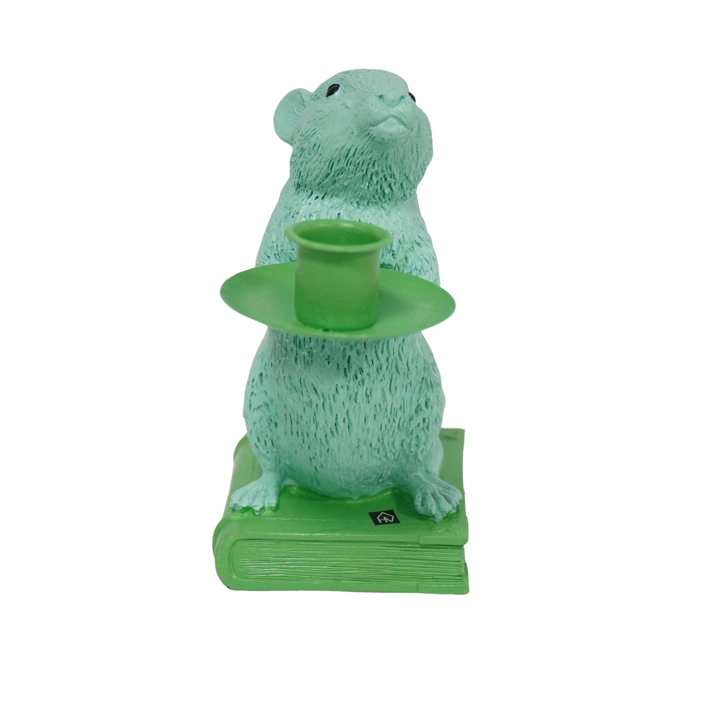 Candle holder - Mouse - Polyresin - Mint/Green - 8x10x17cm