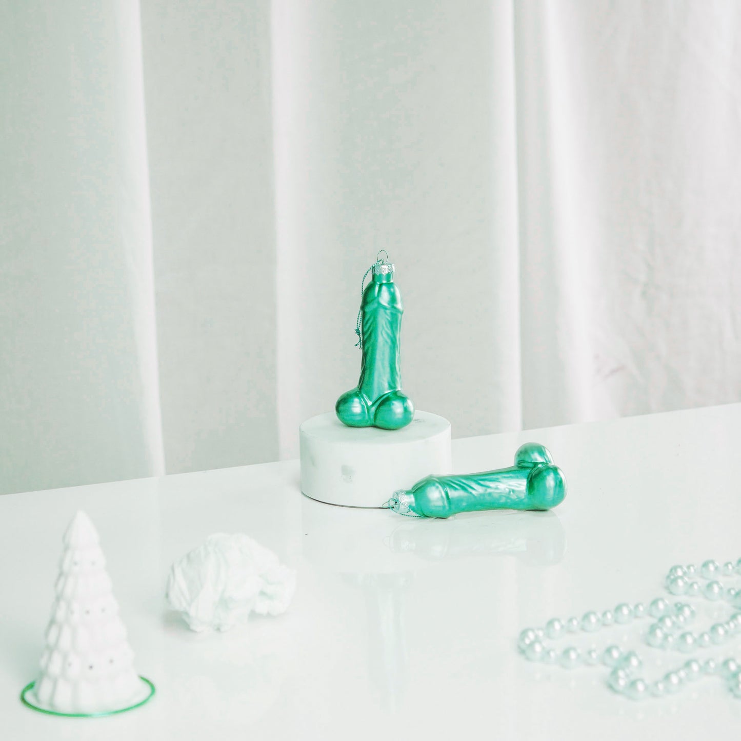 Xmas hanger - Penis - Glass - Blue - 3,5x6x10cm