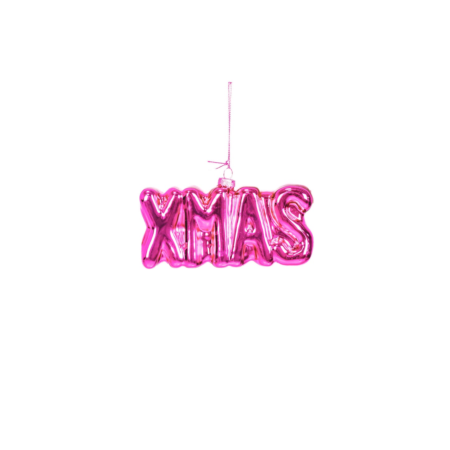 Ornament Xmas Hanger XMAS - Pink - Glass - 4,5x3,5x7,5cm