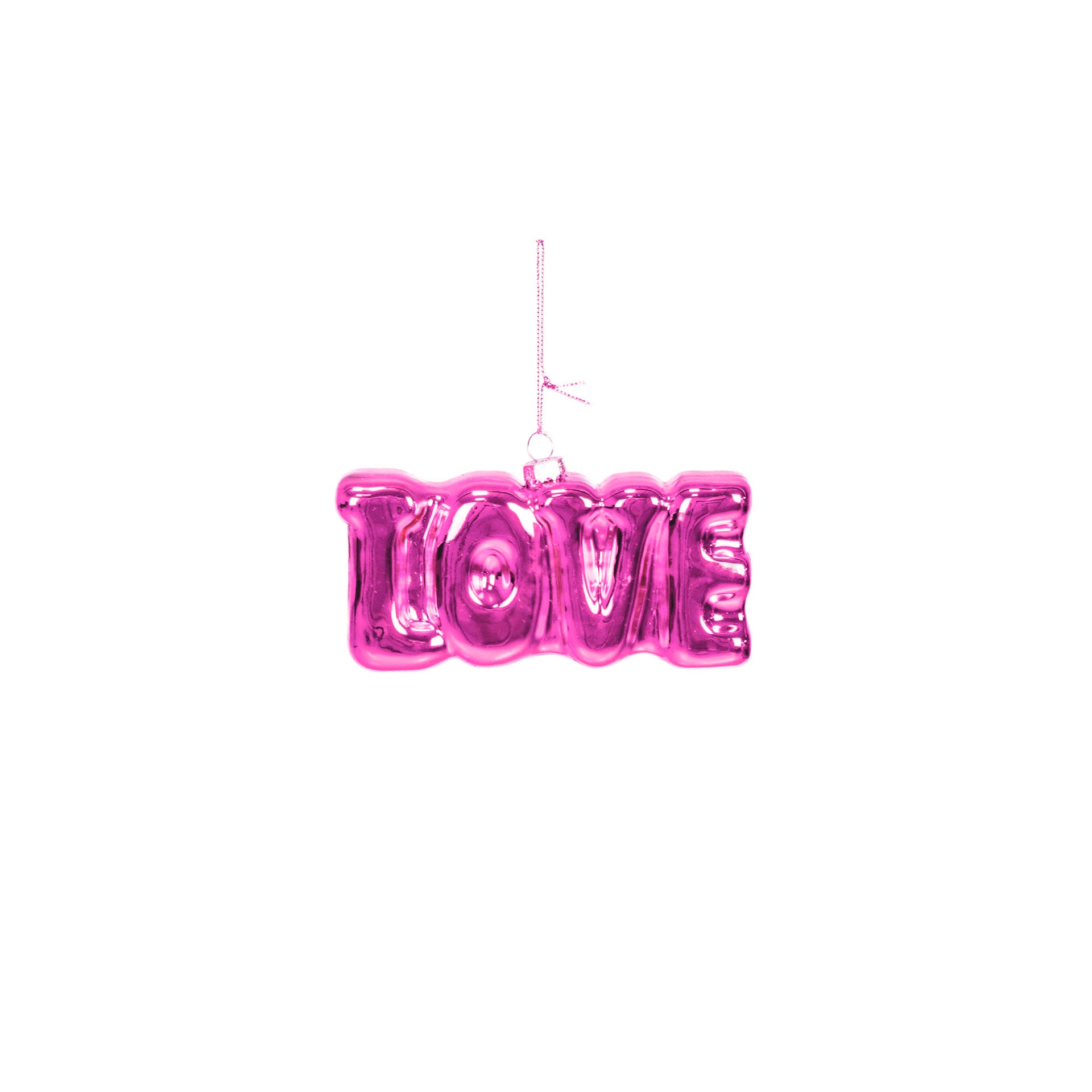 Ornament - Xmas Hanger - Love- Pink - Glass - 4,5x3,5x7,5cm