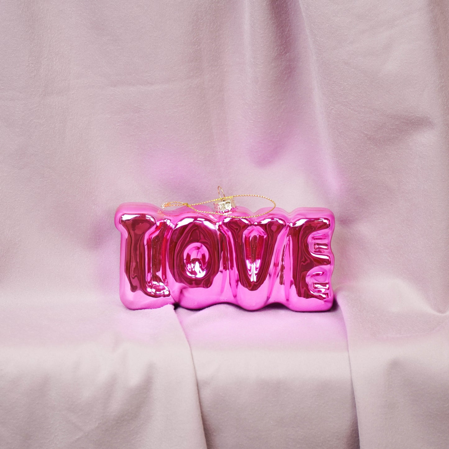 Ornament - Xmas Hanger - Love- Pink - Glass - 4,5x3,5x7,5cm