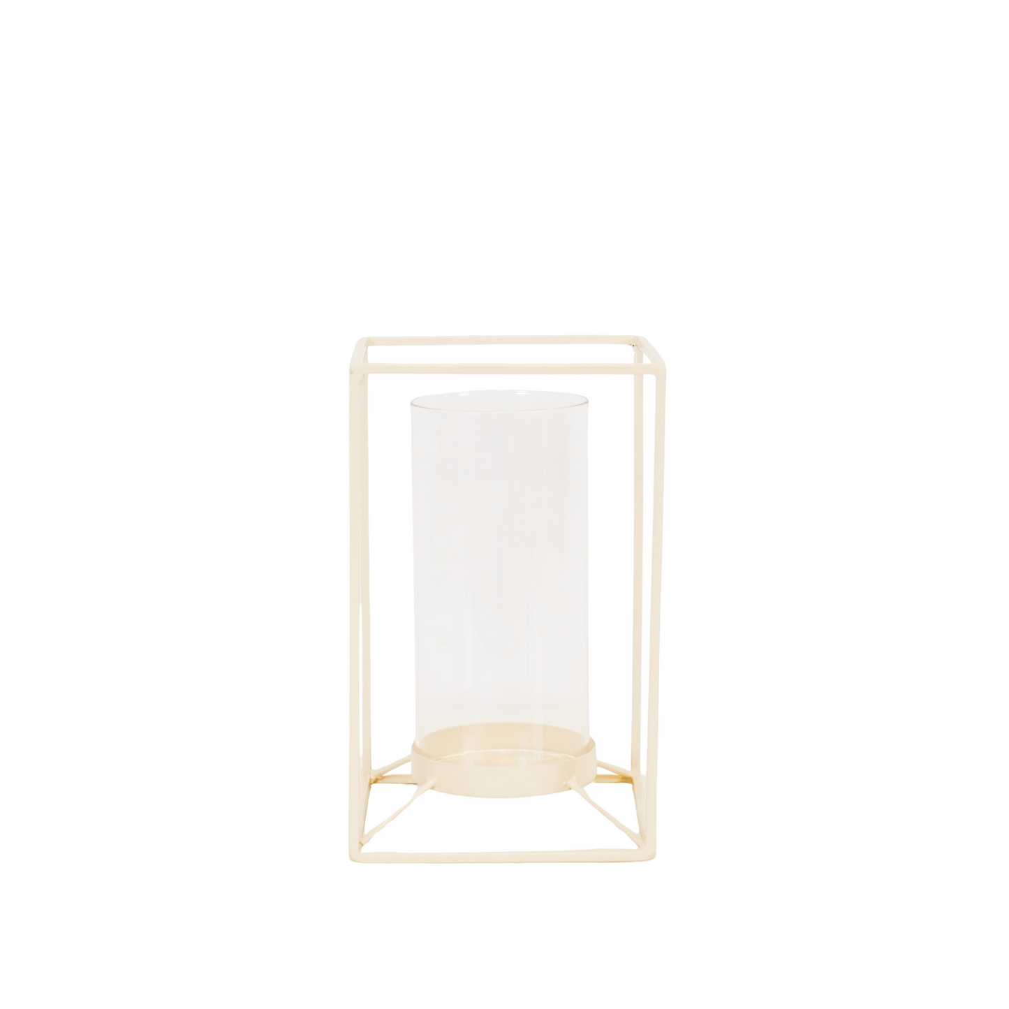 Latern - Metal/Glass - Sand - 14,5x14,5x25cm