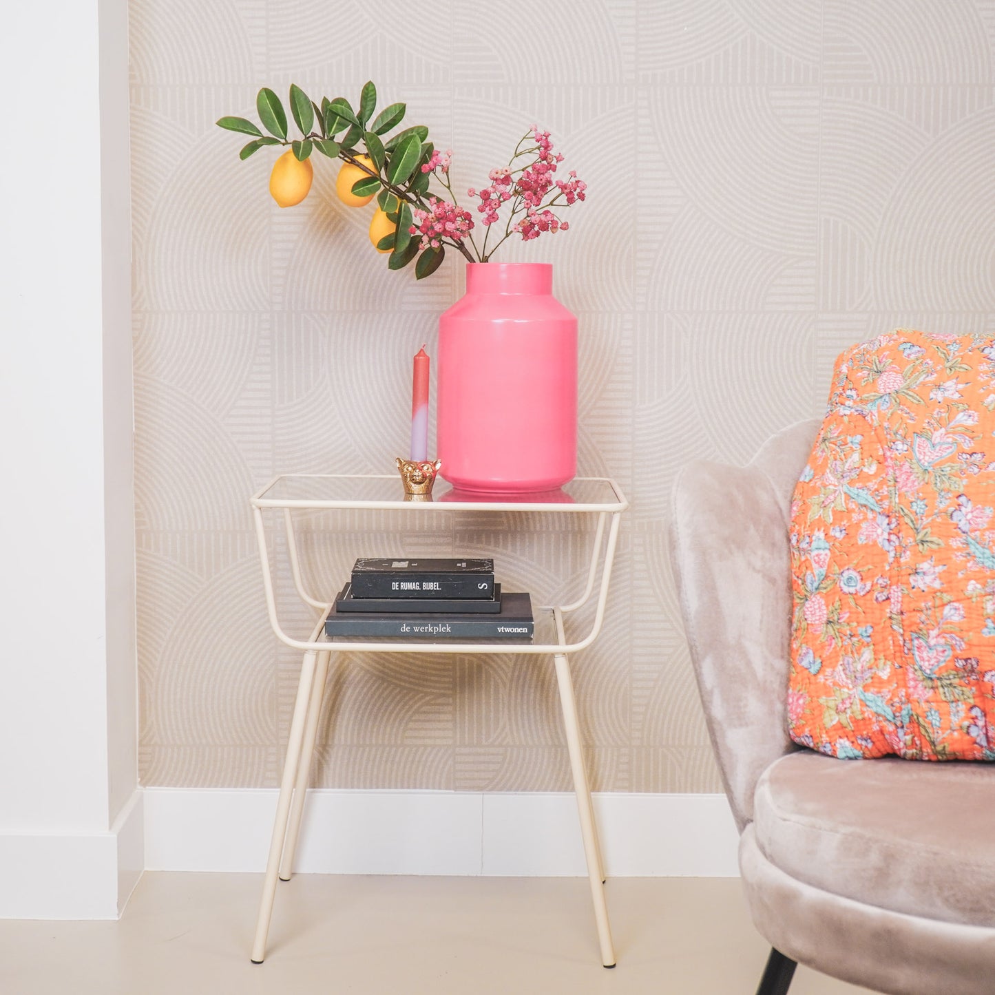 Side Table / Bedside table - Sand - 50x35x60cm