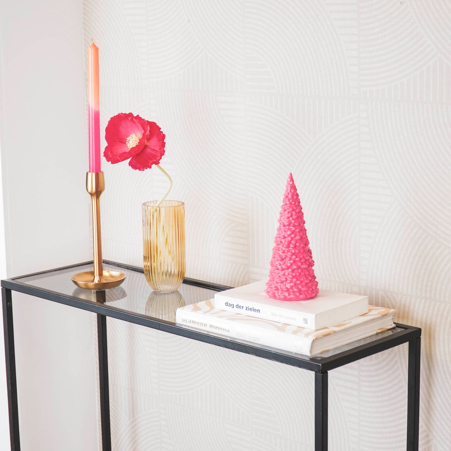 Ornament - Xmas Tree - Ceramics - Neon Pink - 9x9x20cm