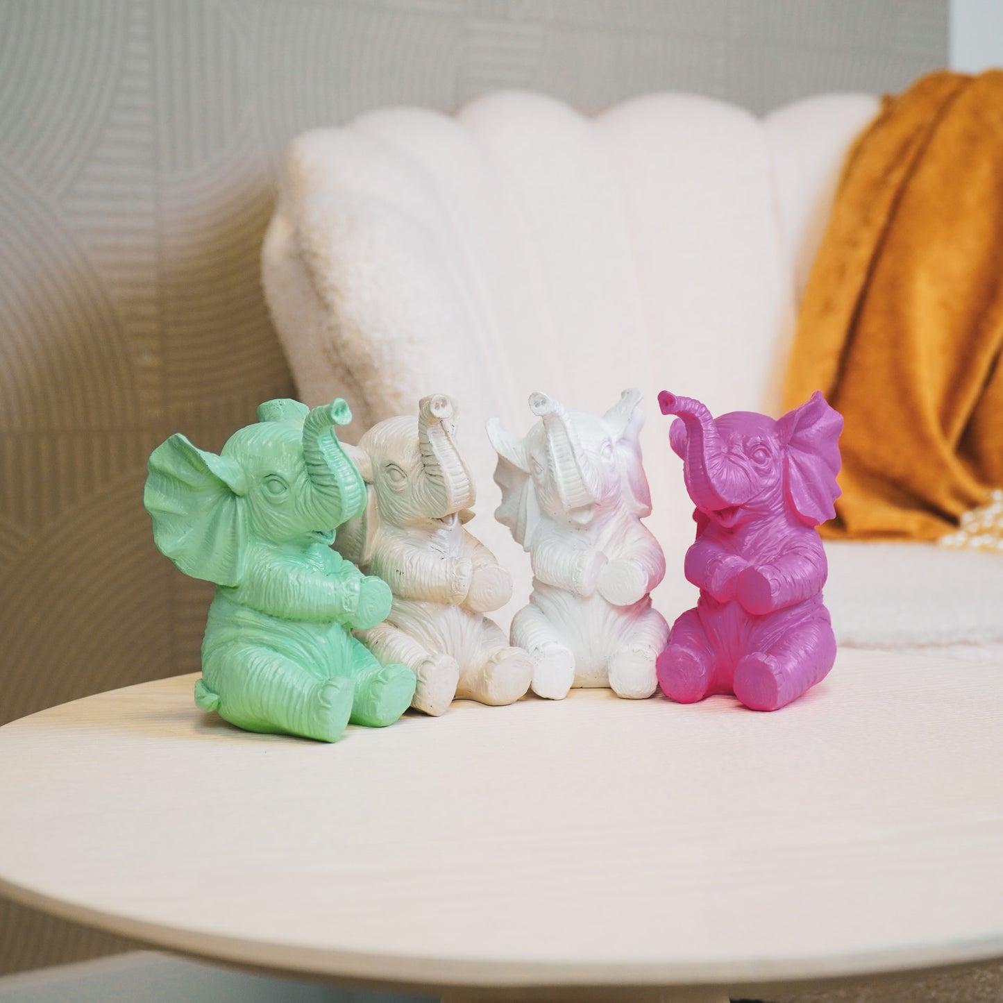 Ornament - Elephant - Polyresin - White - 7x7x11cm