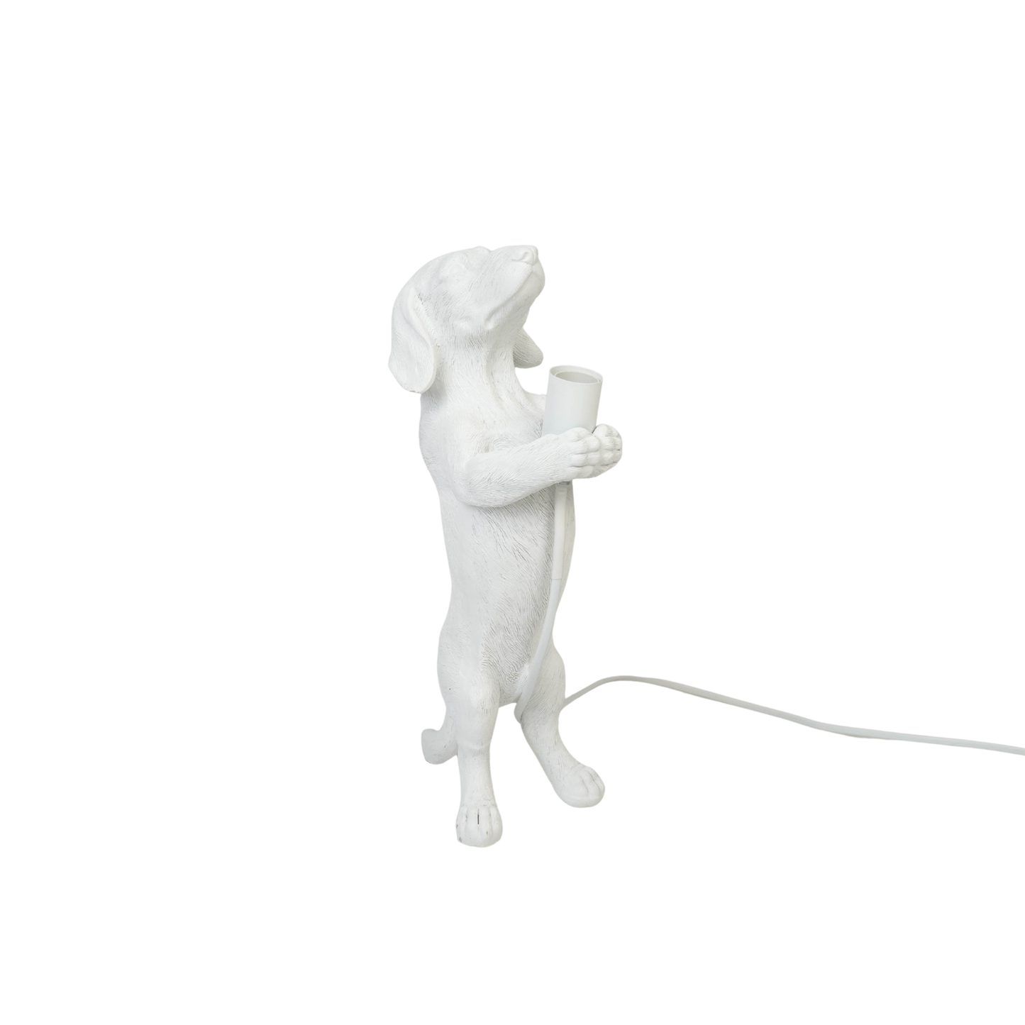 Table Lamp - Dachshund Lamp - Polyresin - White - E14 - 10x15x38cm