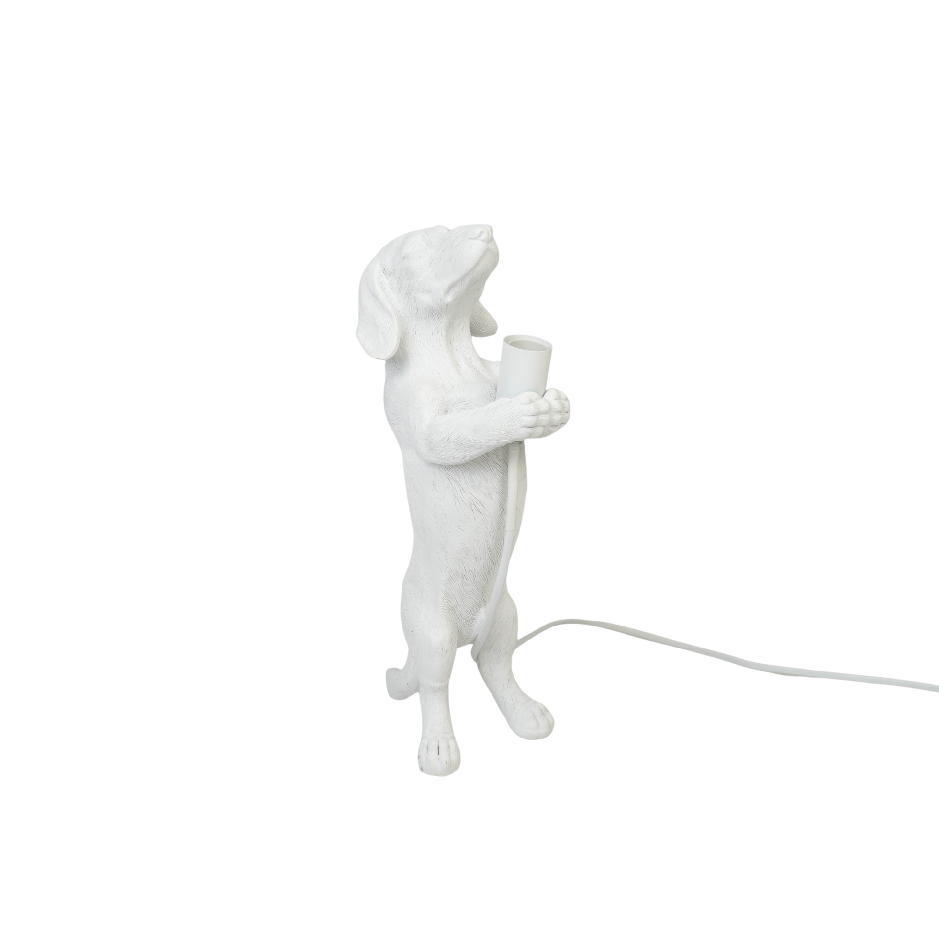Table Lamp - Dachshund Lamp - Polyresin - White - E14 - 10x15x38cm