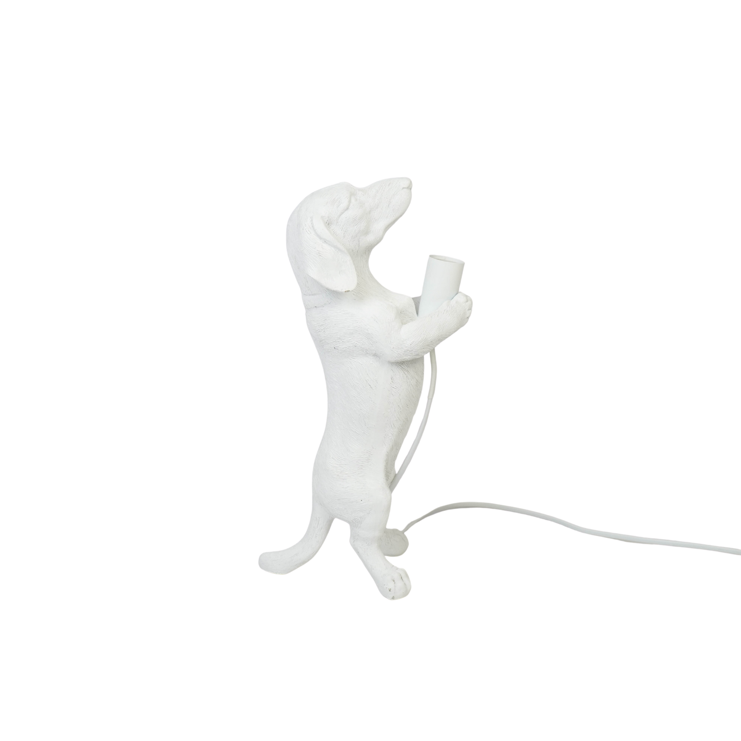 Table Lamp - Dachshund Lamp - Polyresin - White - E14 - 10x15x38cm