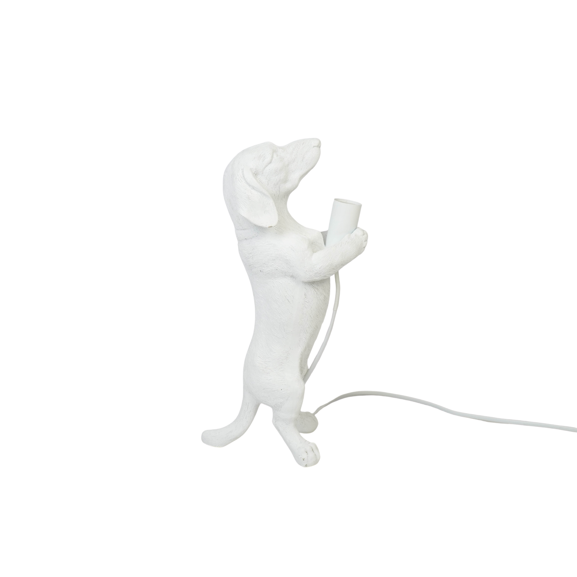 Table Lamp - Dachshund Lamp - Polyresin - White - E14 - 10x15x38cm