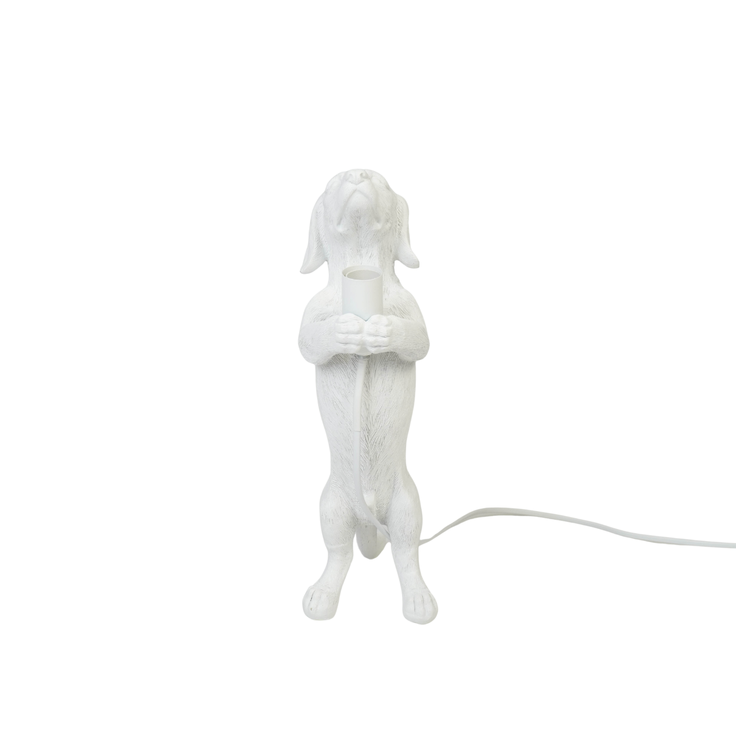 Table Lamp - Dachshund Lamp - Polyresin - White - E14 - 10x15x38cm