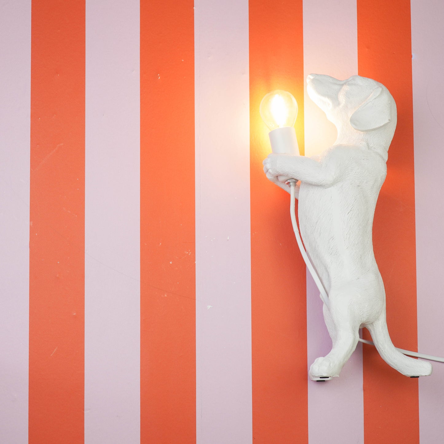 Table Lamp - Dachshund Lamp - Polyresin - White - E14 - 10x15x38cm