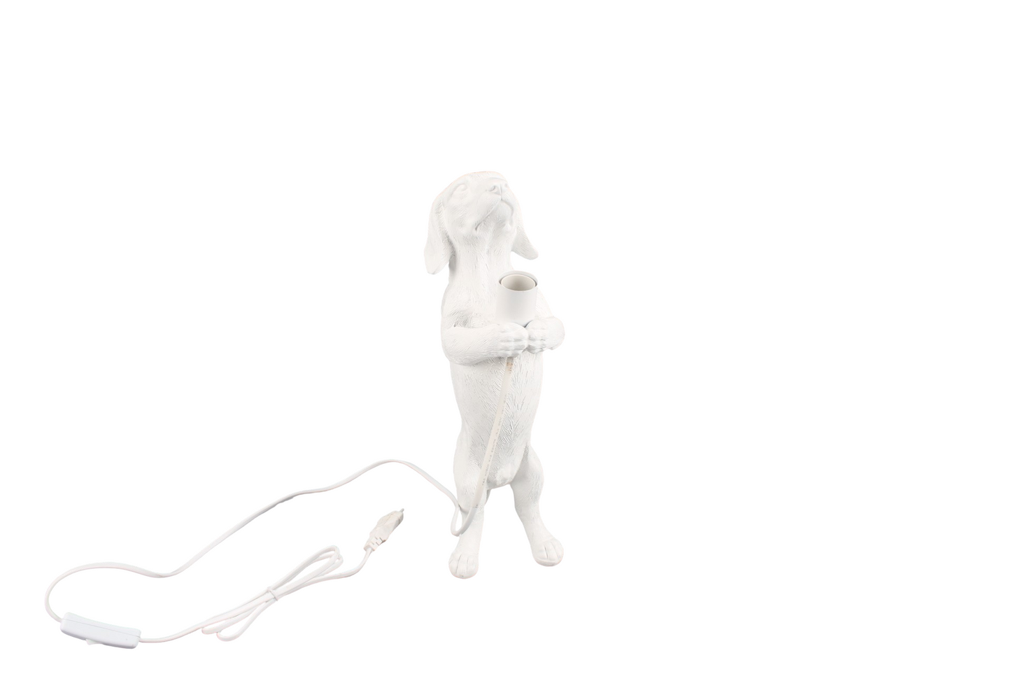 Table Lamp - Dachshund Lamp - Polyresin - White - E14 - 10x15x38cm