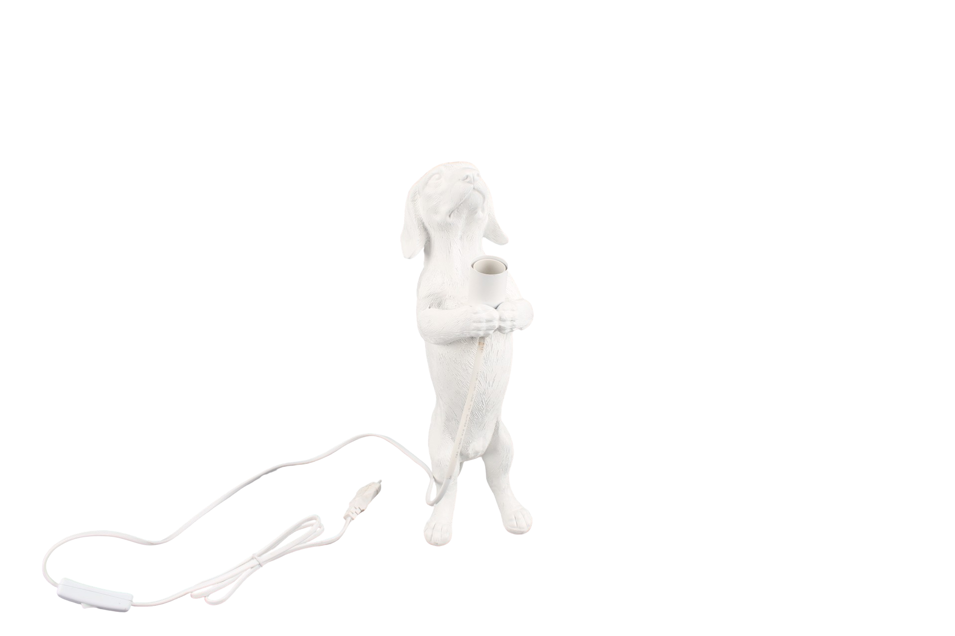 Table Lamp - Dachshund Lamp - Polyresin - White - E14 - 10x15x38cm