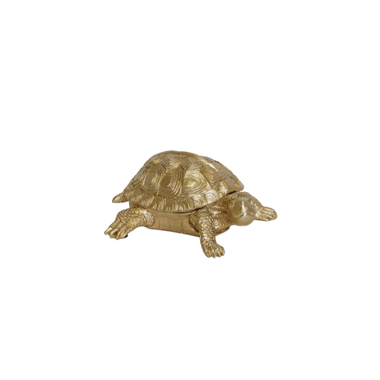 Turtle Box - Polyresin -  Gold - 15.5x13.5x7.5cm