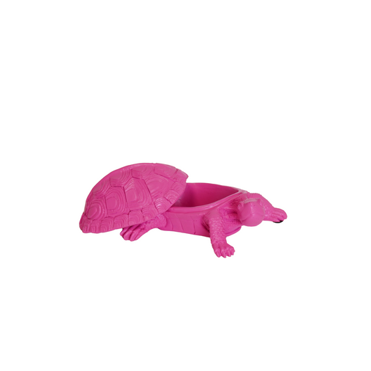 Turtle Box - Polyresin -  Neon Pink - 15.5x13.5x7.5cm