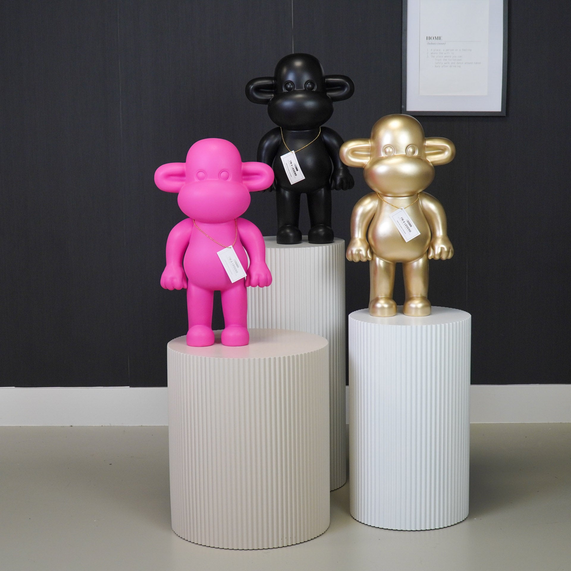 Ornament - Monkey Figurine 'The Legend'- Polyresin - Black - 33x21x50cm
