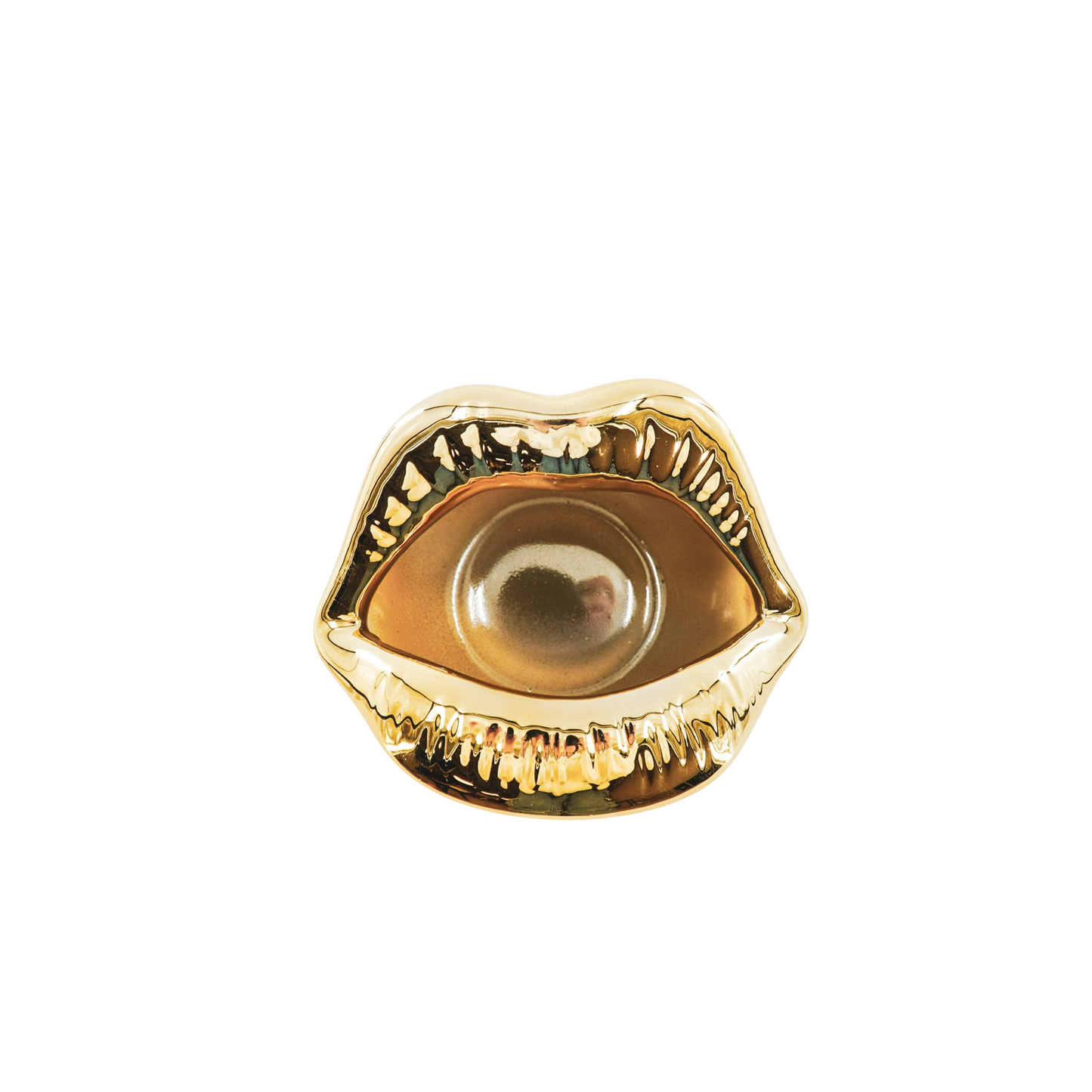 Pot - Ornament - Lip - Ceramics - Gold - 12,5x11x7,5cm